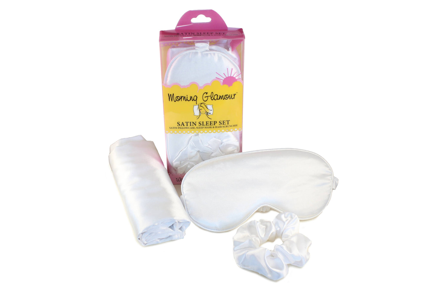 Ultimate Sleep Set Satin Pillowcase, Eye mask and Scrunchie: Pale Leopard