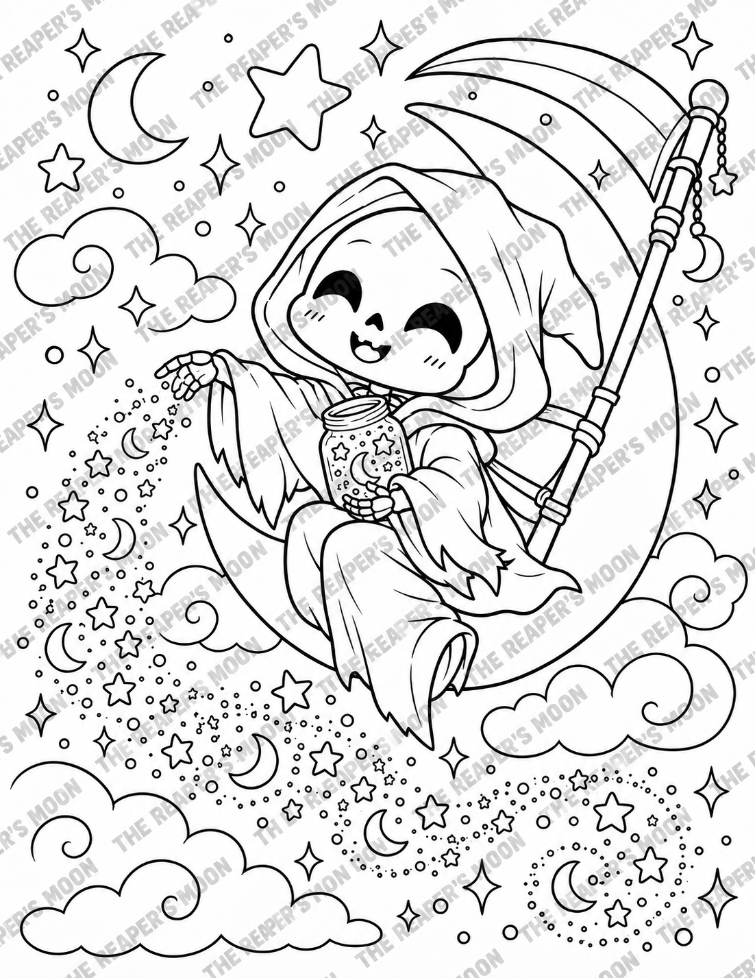 The Reaper Moon Glitter Coloring Page