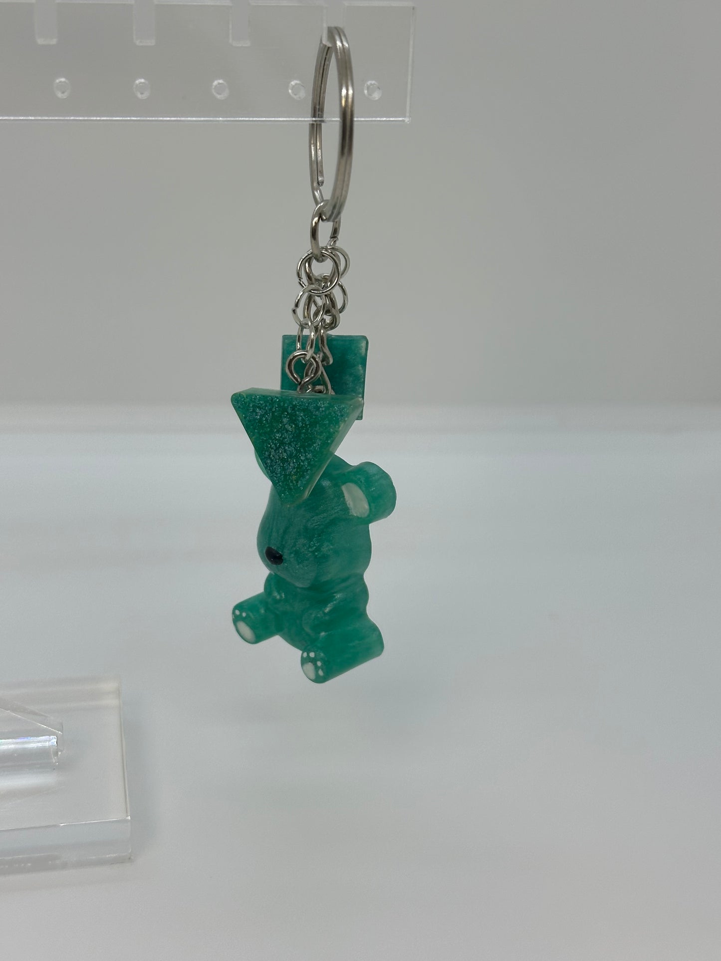 Green Teddy Bear Keychain with Matching Charms