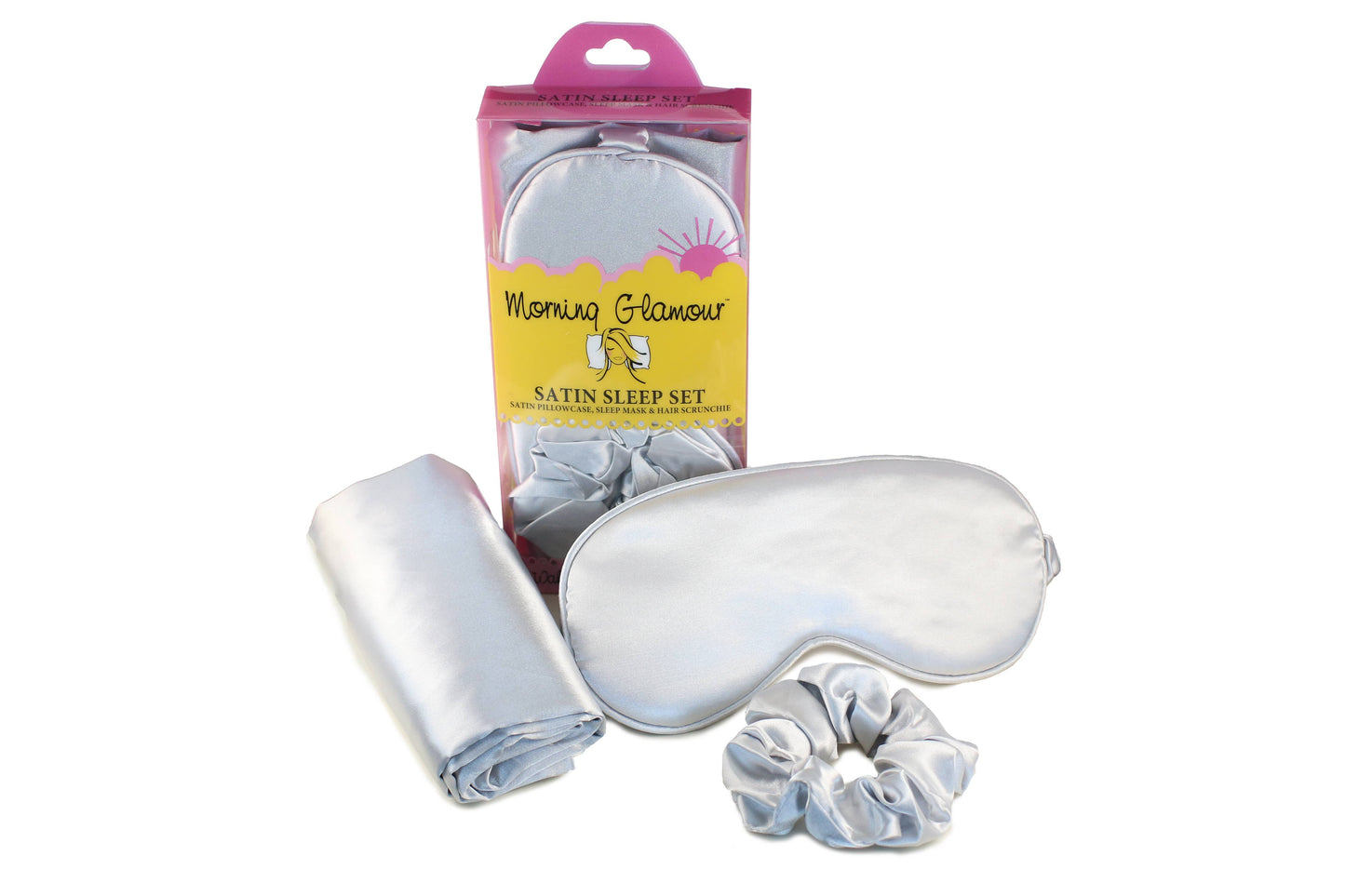 Ultimate Sleep Set Satin Pillowcase, Eye mask and Scrunchie: Pale Leopard