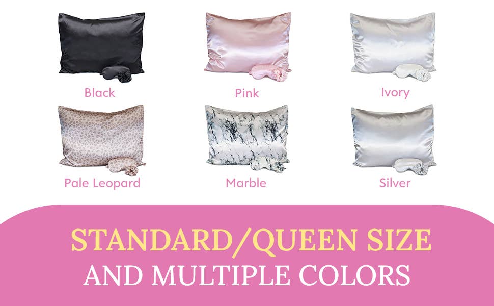 Ultimate Sleep Set Satin Pillowcase, Eye mask and Scrunchie: Pale Leopard