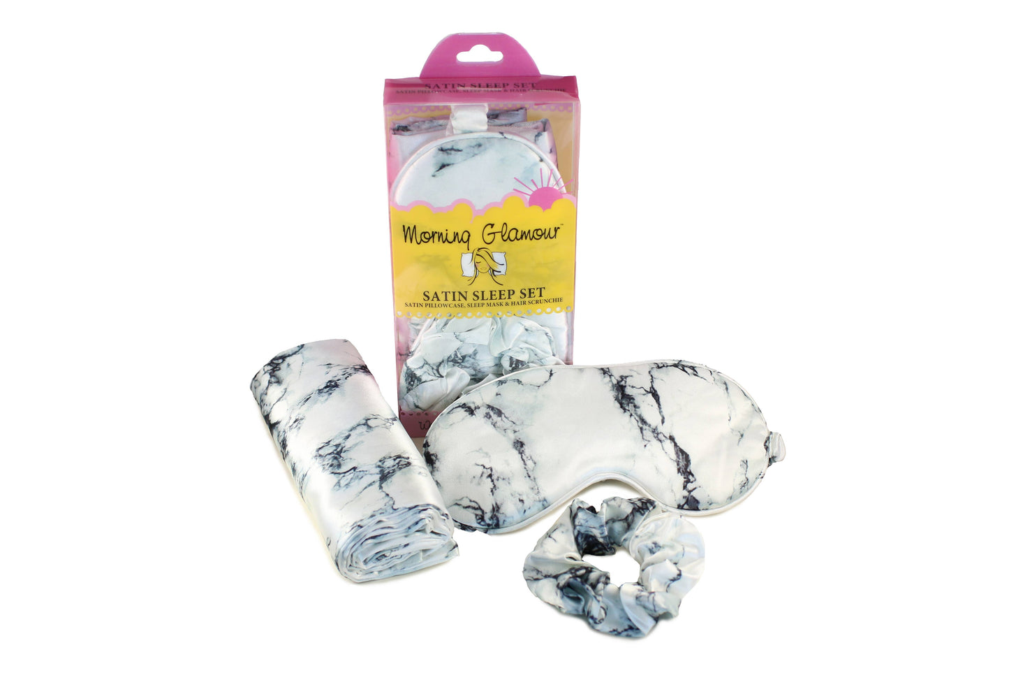 Ultimate Sleep Set Satin Pillowcase, Eye mask and Scrunchie: Pale Leopard