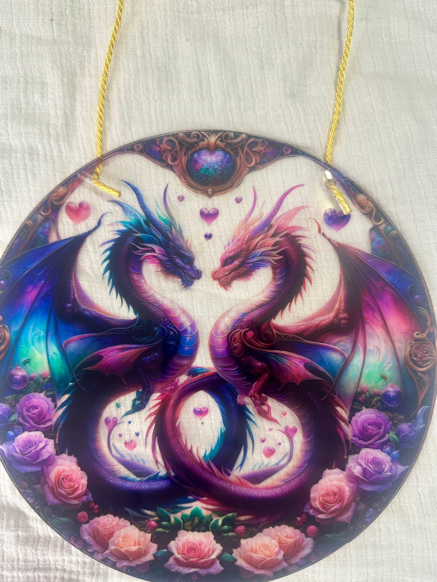 Pink Love Dragons Sun Catcher
