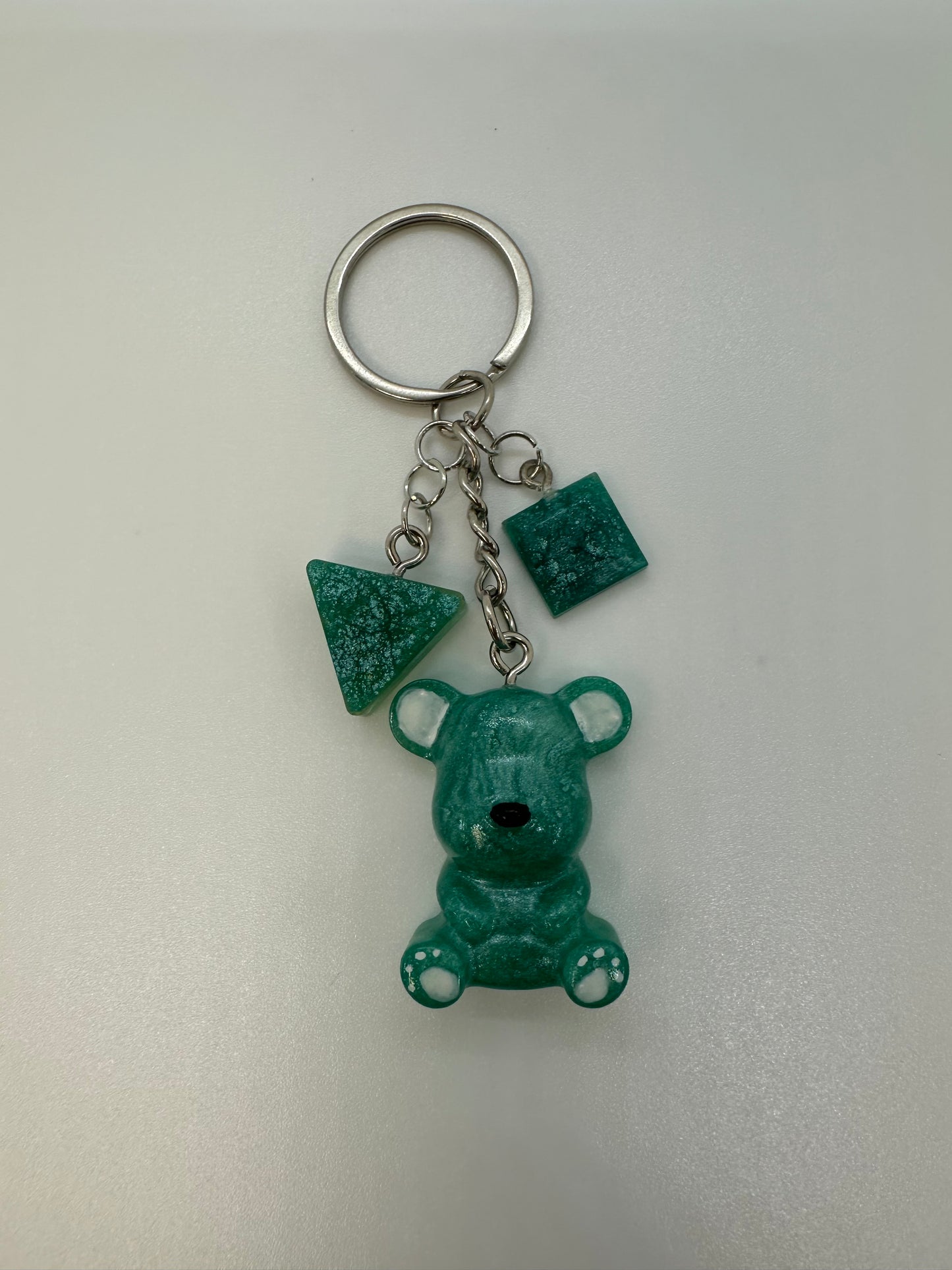 Green Teddy Bear Keychain with Matching Charms