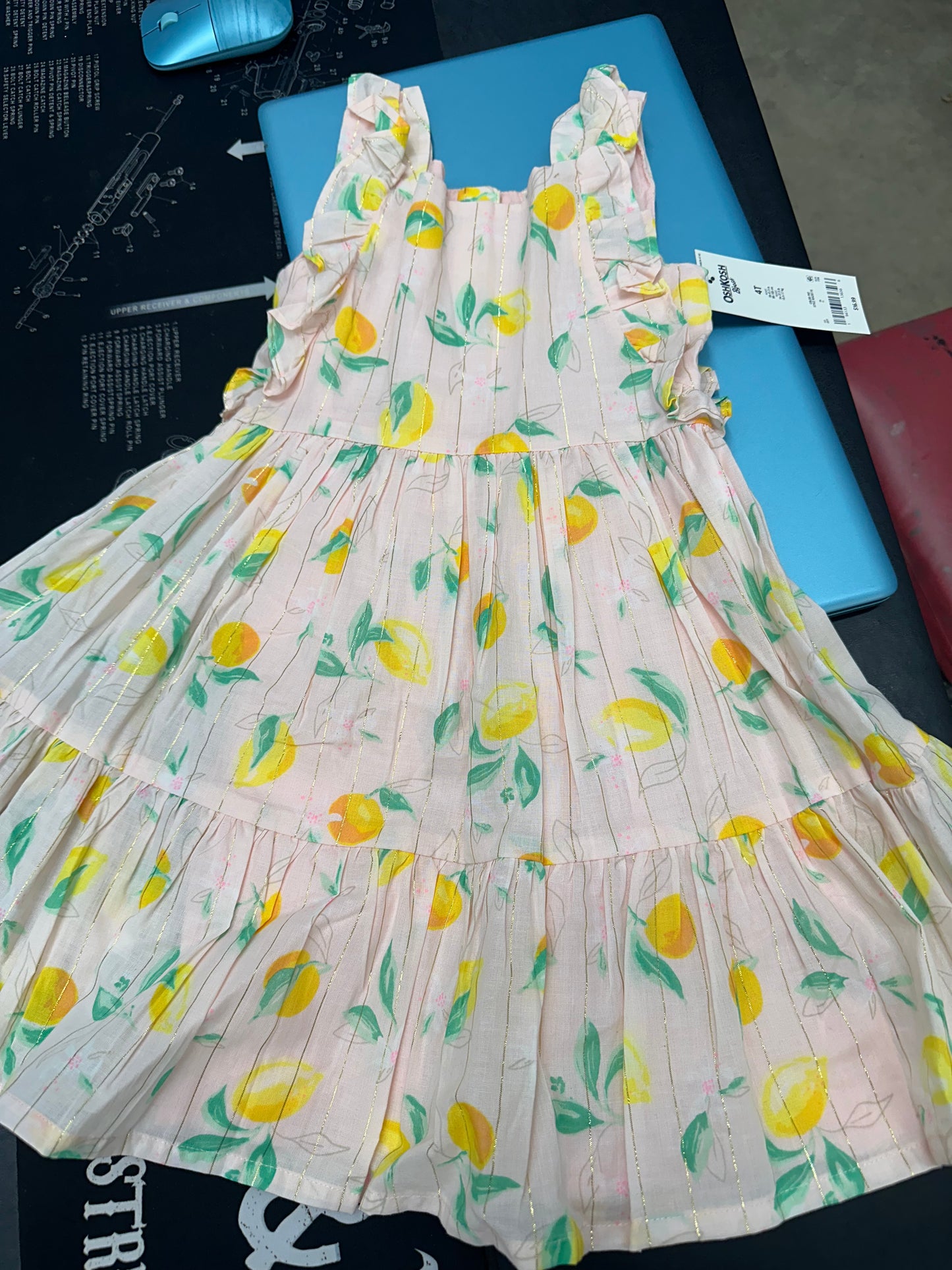 Osh'kosh Girl's Pink Dress with Lemons 4T NWT