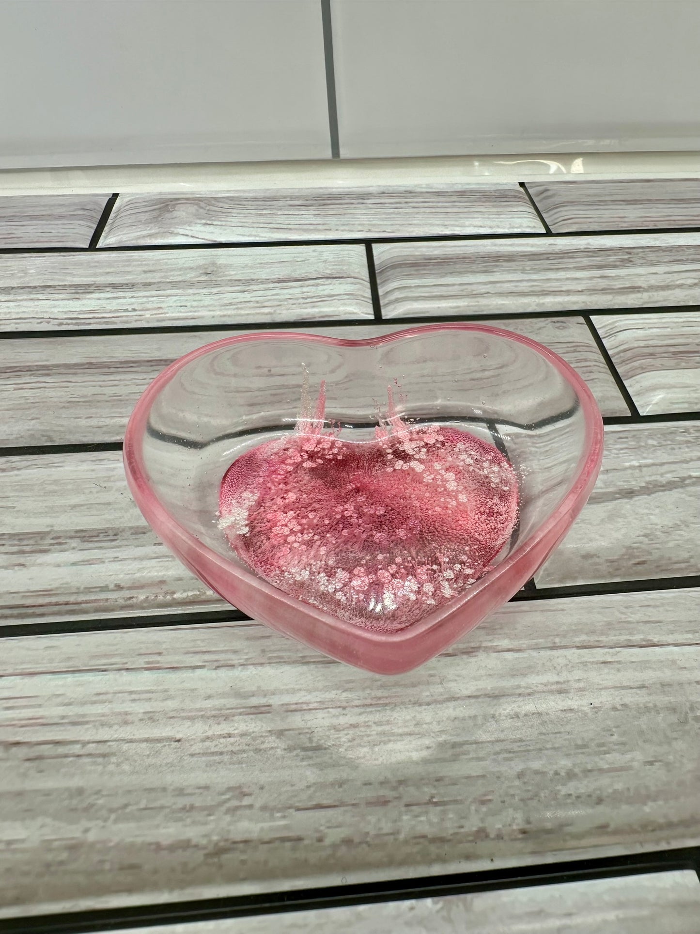 "Pink Passion" Heart-Shaped Resin Trinket Dish