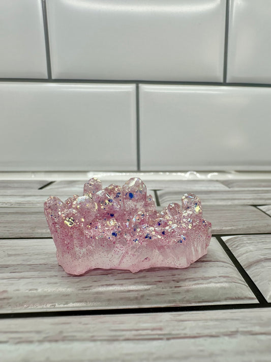"Cotton Candy Sparkle" Pink Resin Crystal Cluster