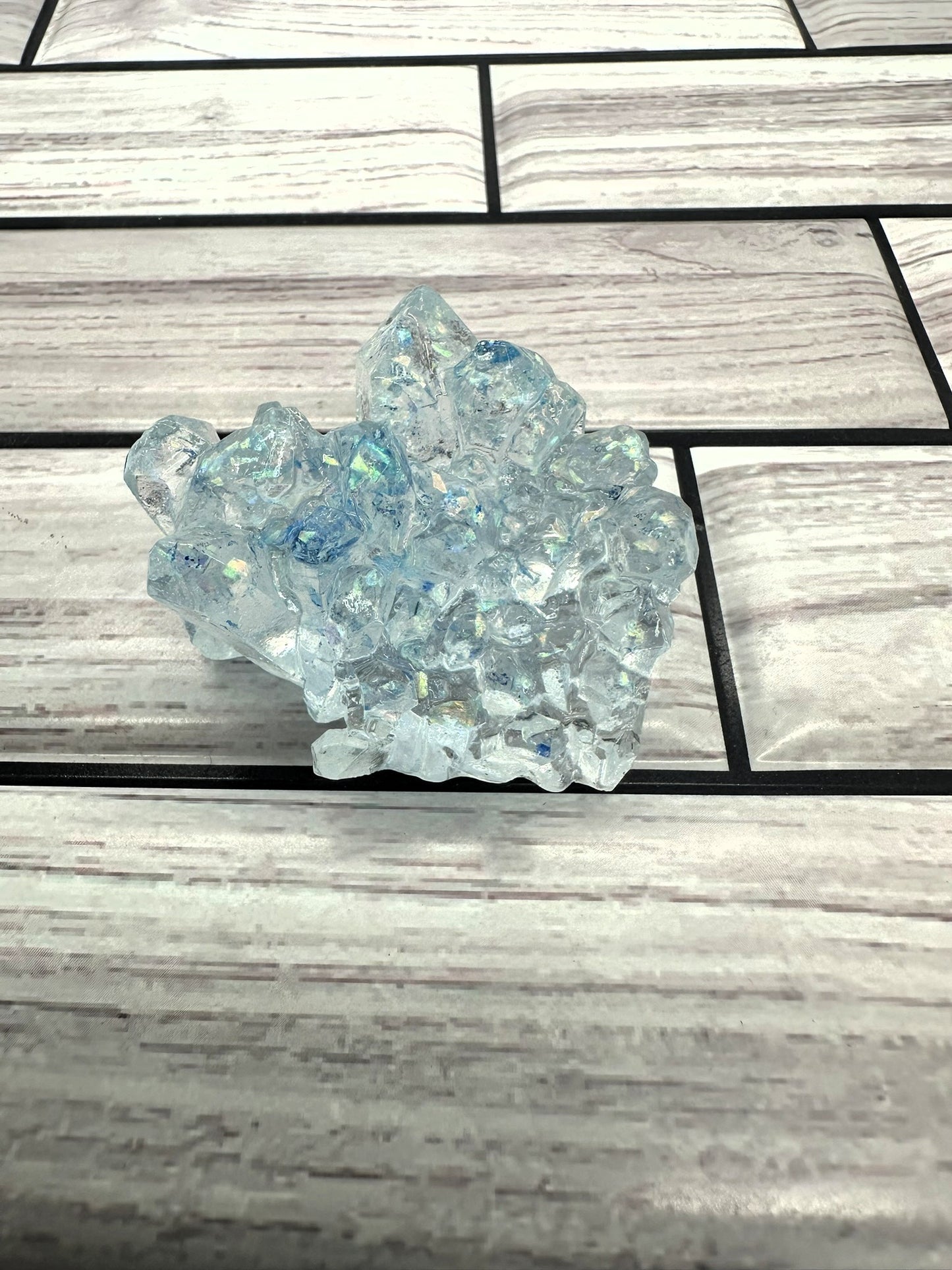 "Ice Prism" Clear Resin Crystal Cluster