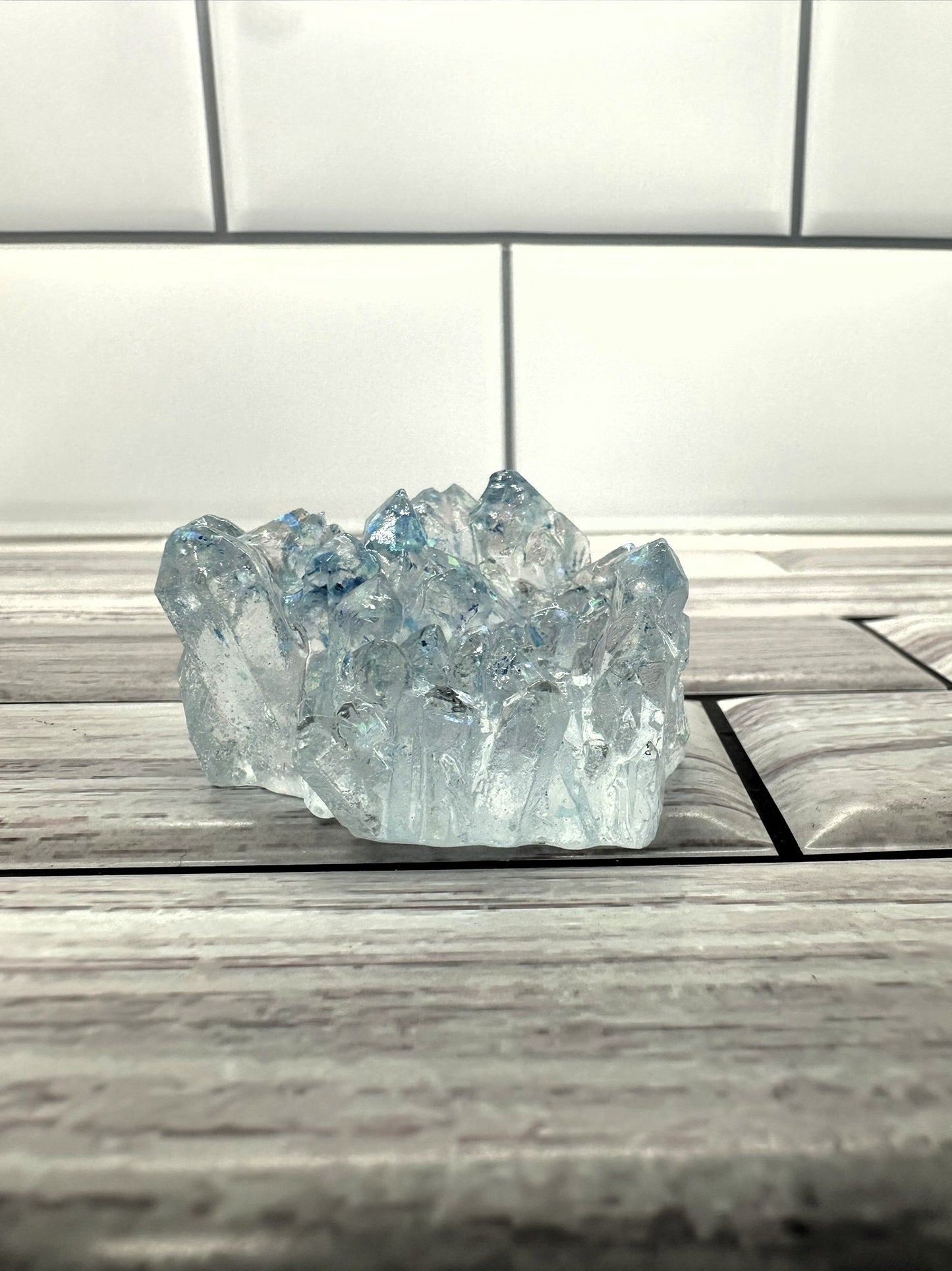 "Ice Prism" Clear Resin Crystal Cluster