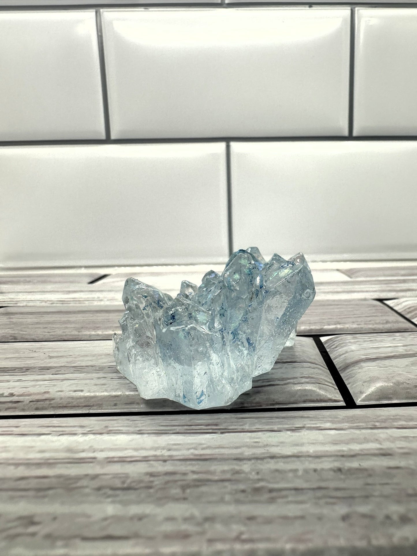 "Ice Prism" Clear Resin Crystal Cluster