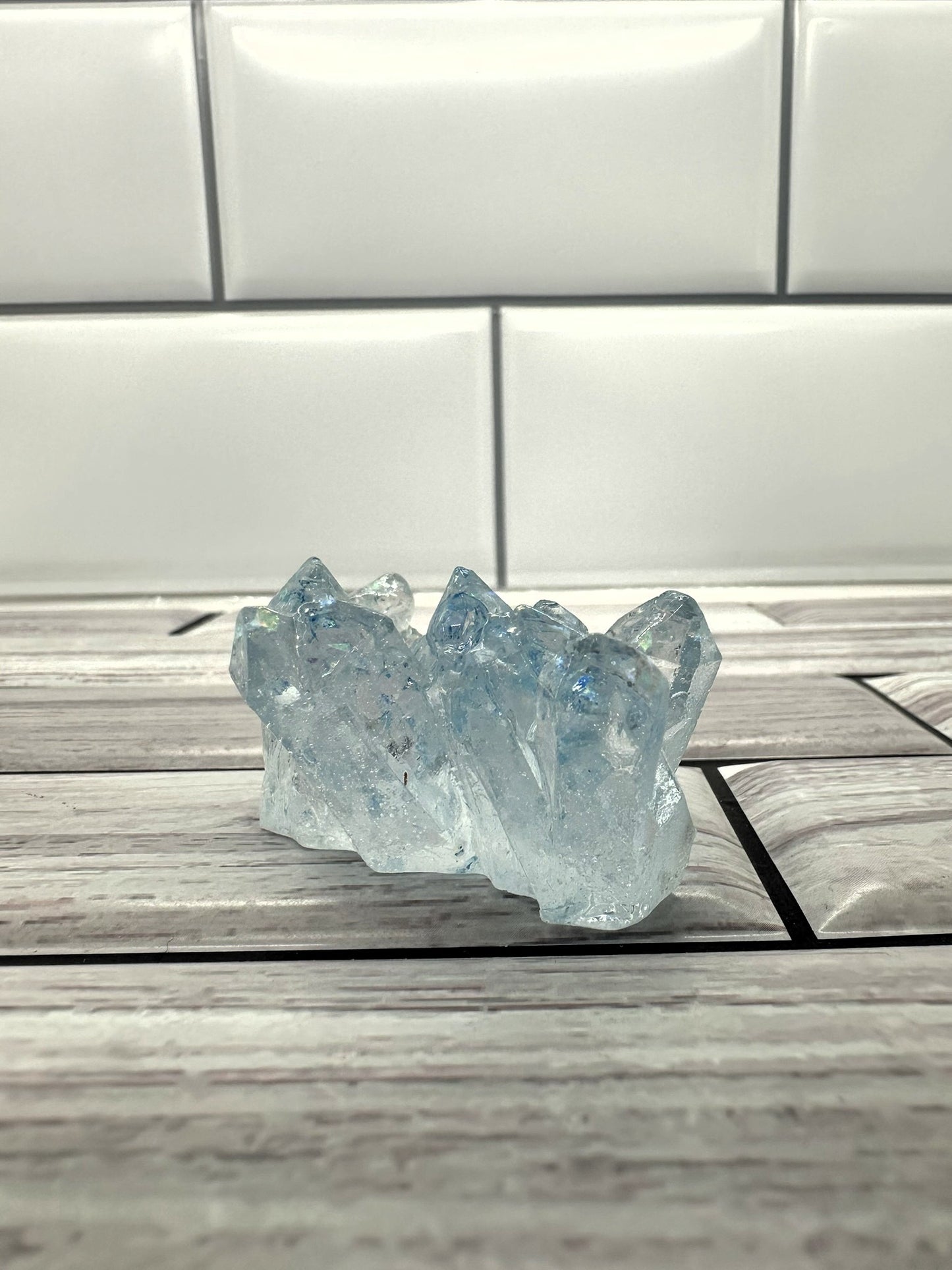 "Ice Prism" Clear Resin Crystal Cluster