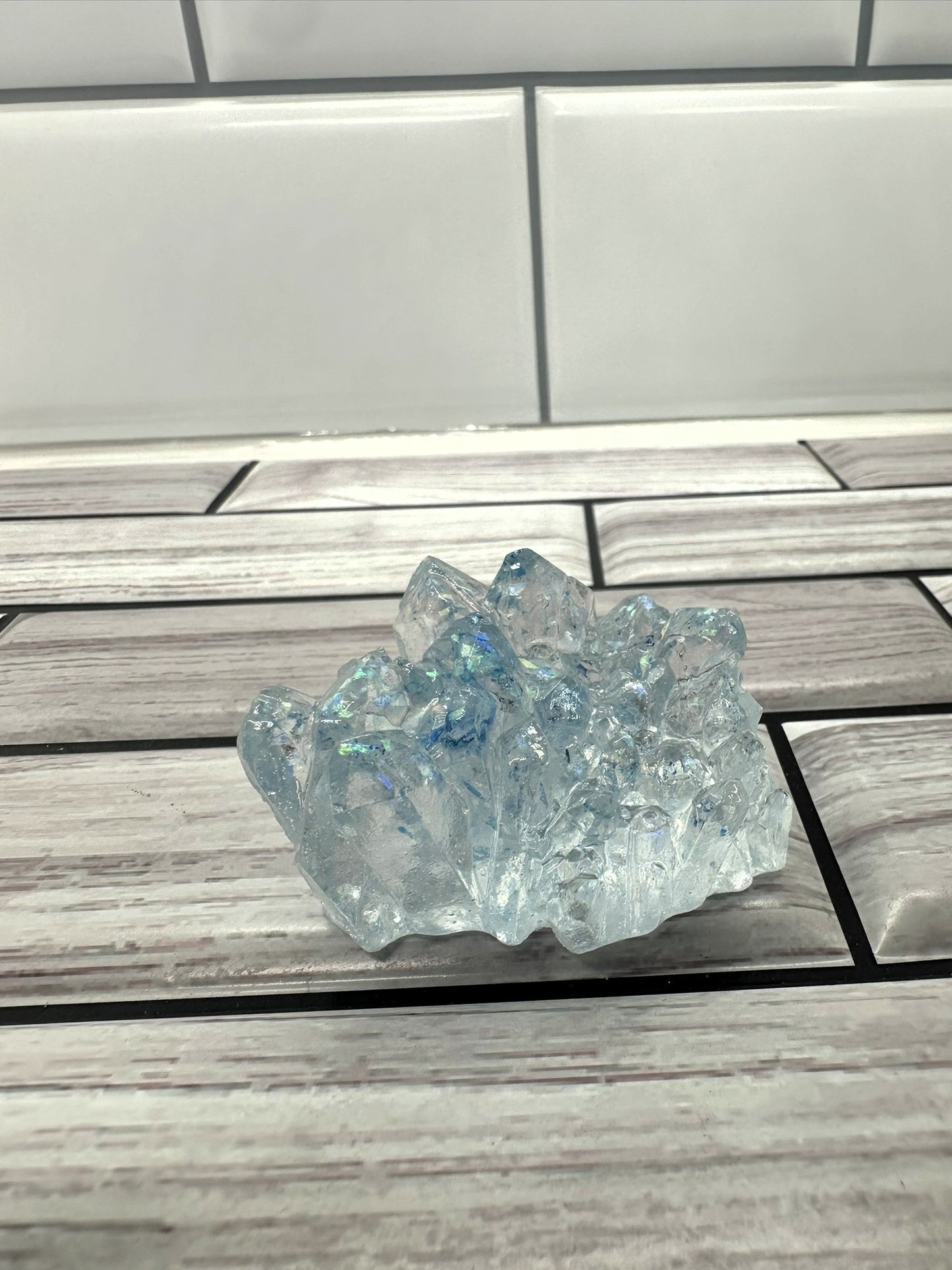 "Ice Prism" Clear Resin Crystal Cluster