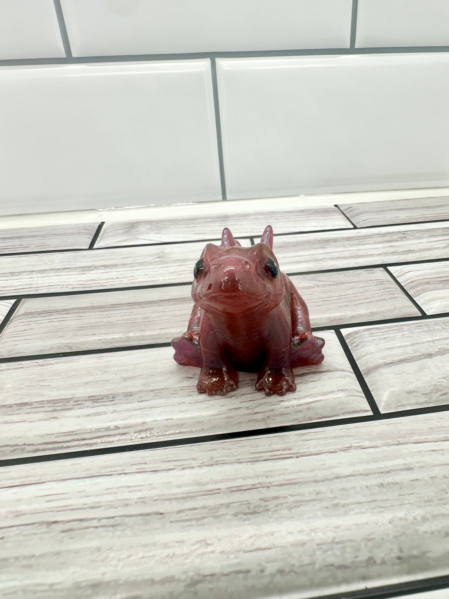 "Cherry Cola Shimmer" Stegosaurus Resin Figurine | Iridescent Dino Desk Buddy