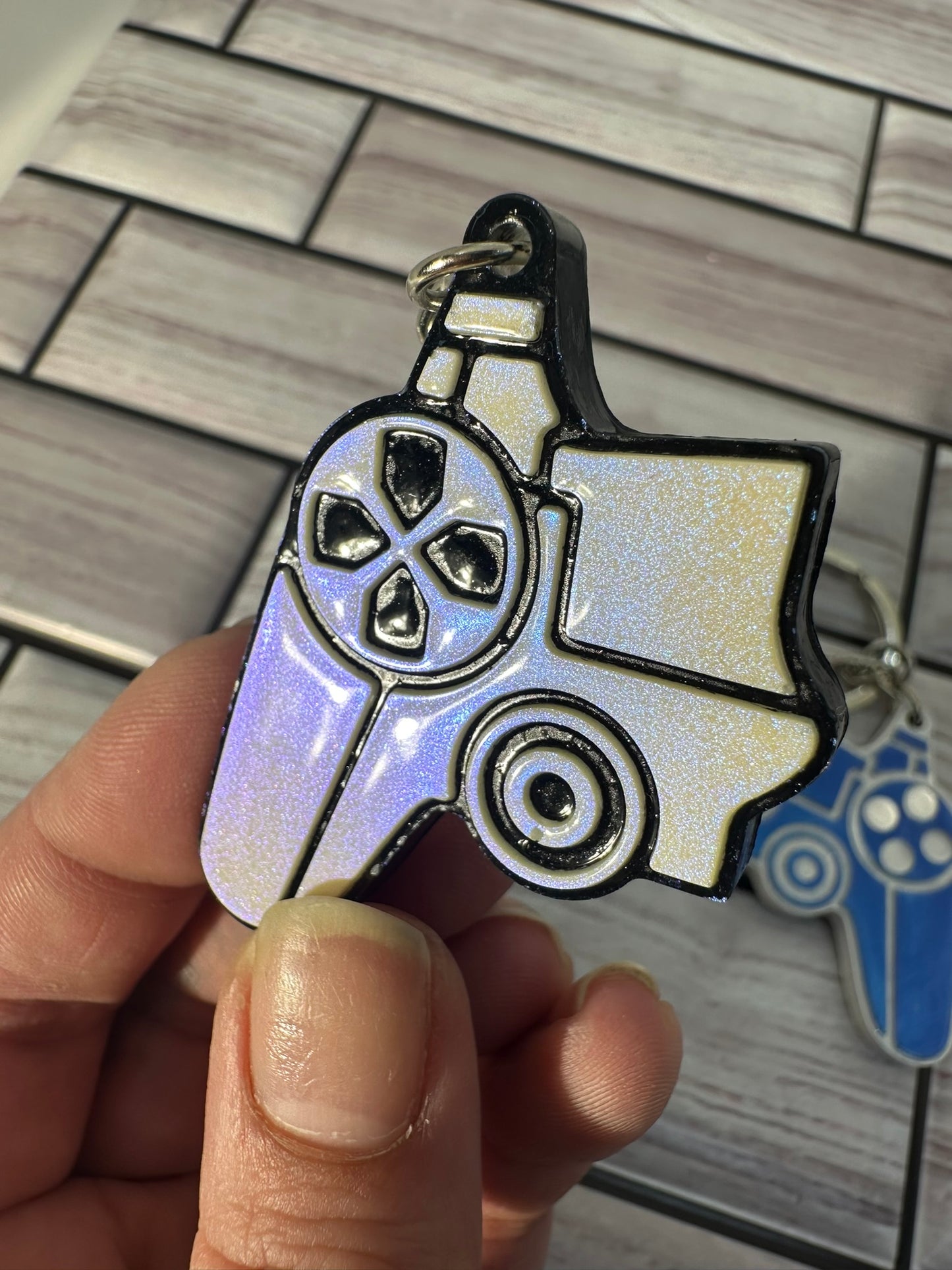 BFF Game Controller Split Keychains White and Black Color Shifting