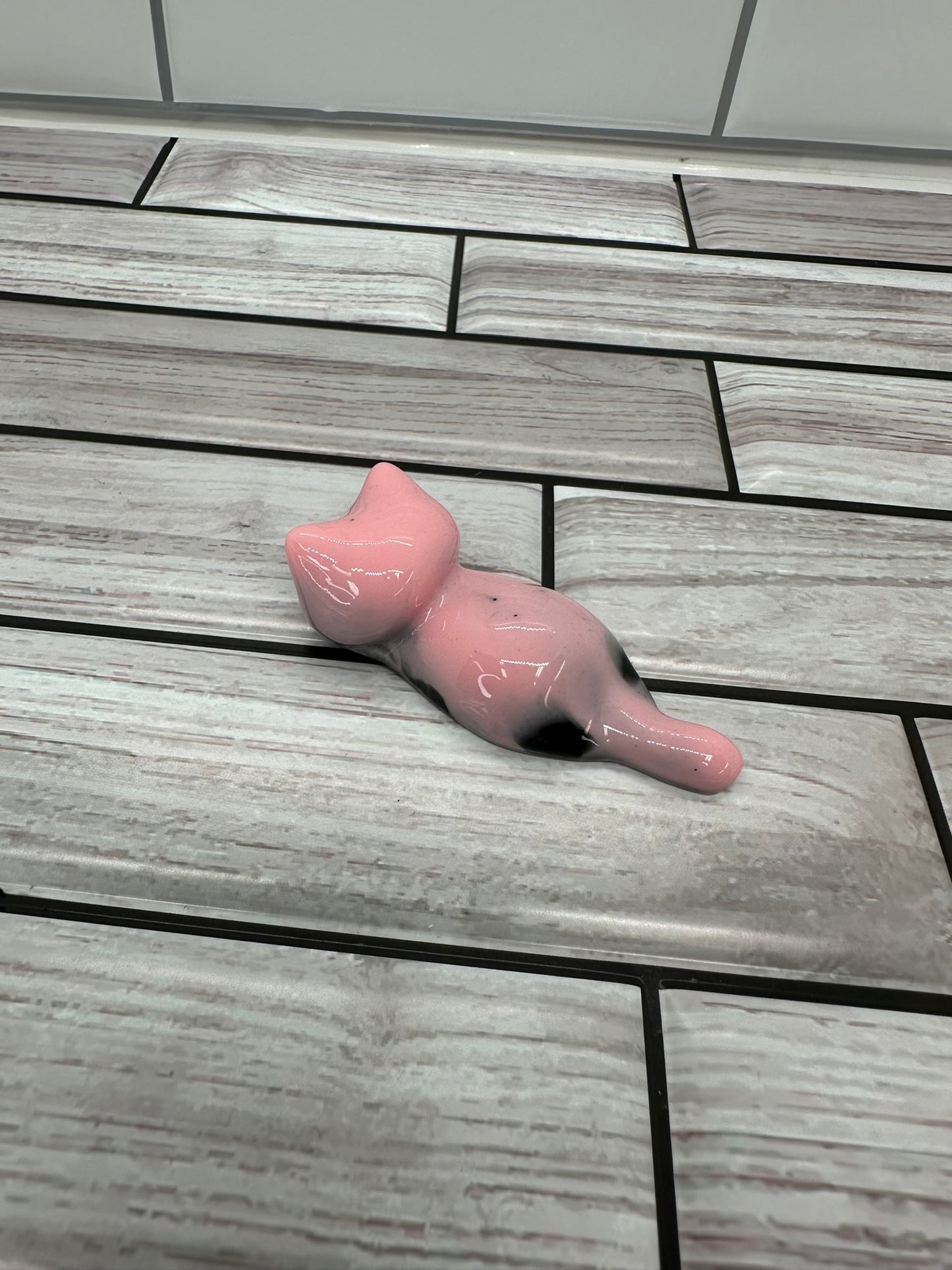 Sleeping Pink with Black Marble Cat