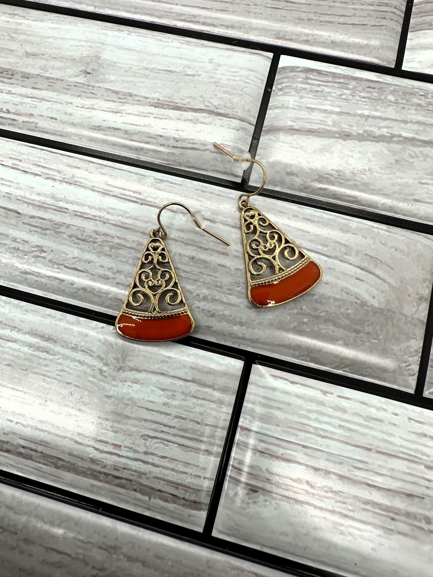 Triangle Spiral with Red Earrings