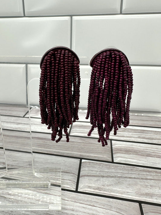 Purple Maroon Bead Tassel Earrings