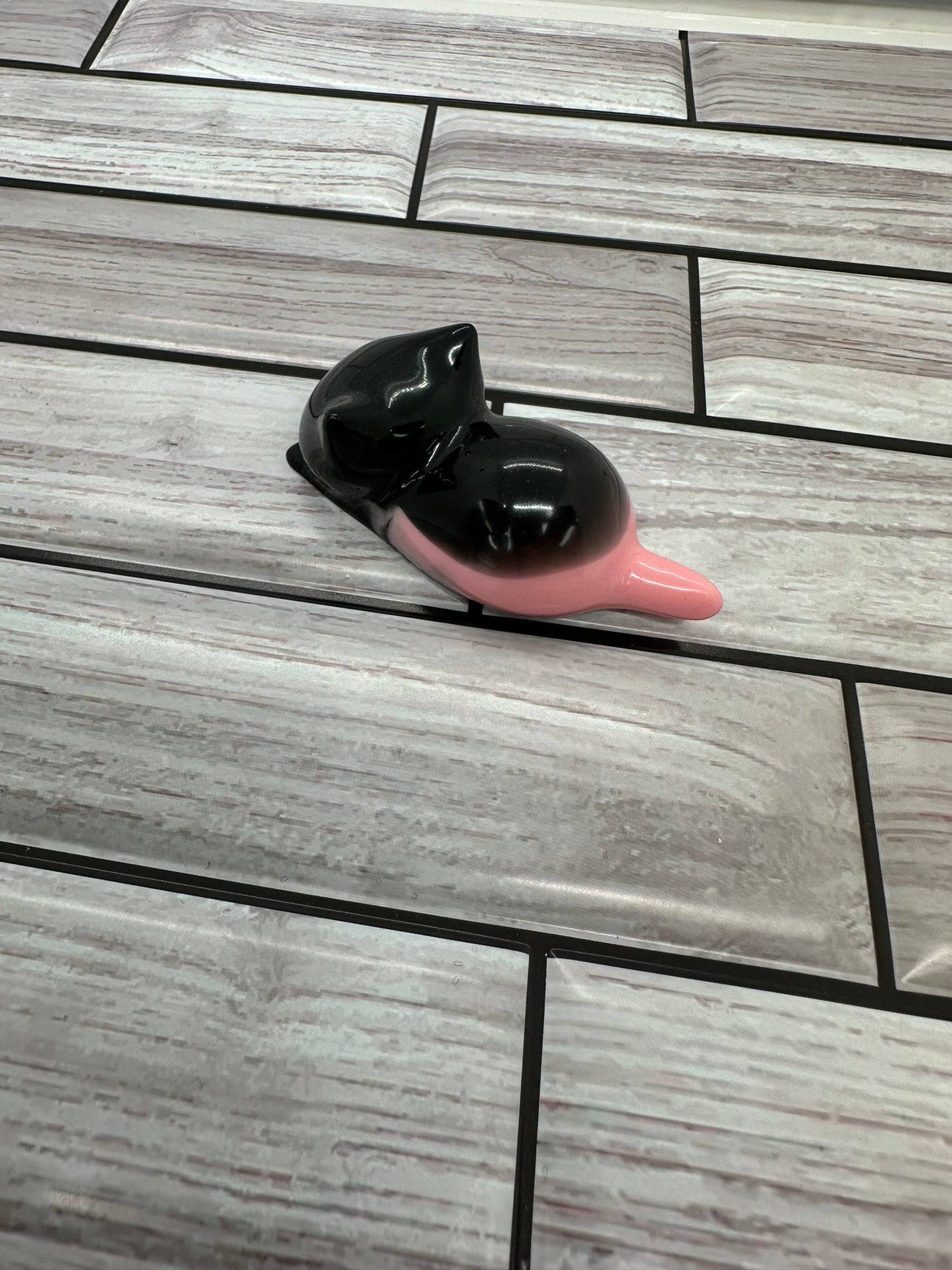 Sleeping Black and Pink Cat