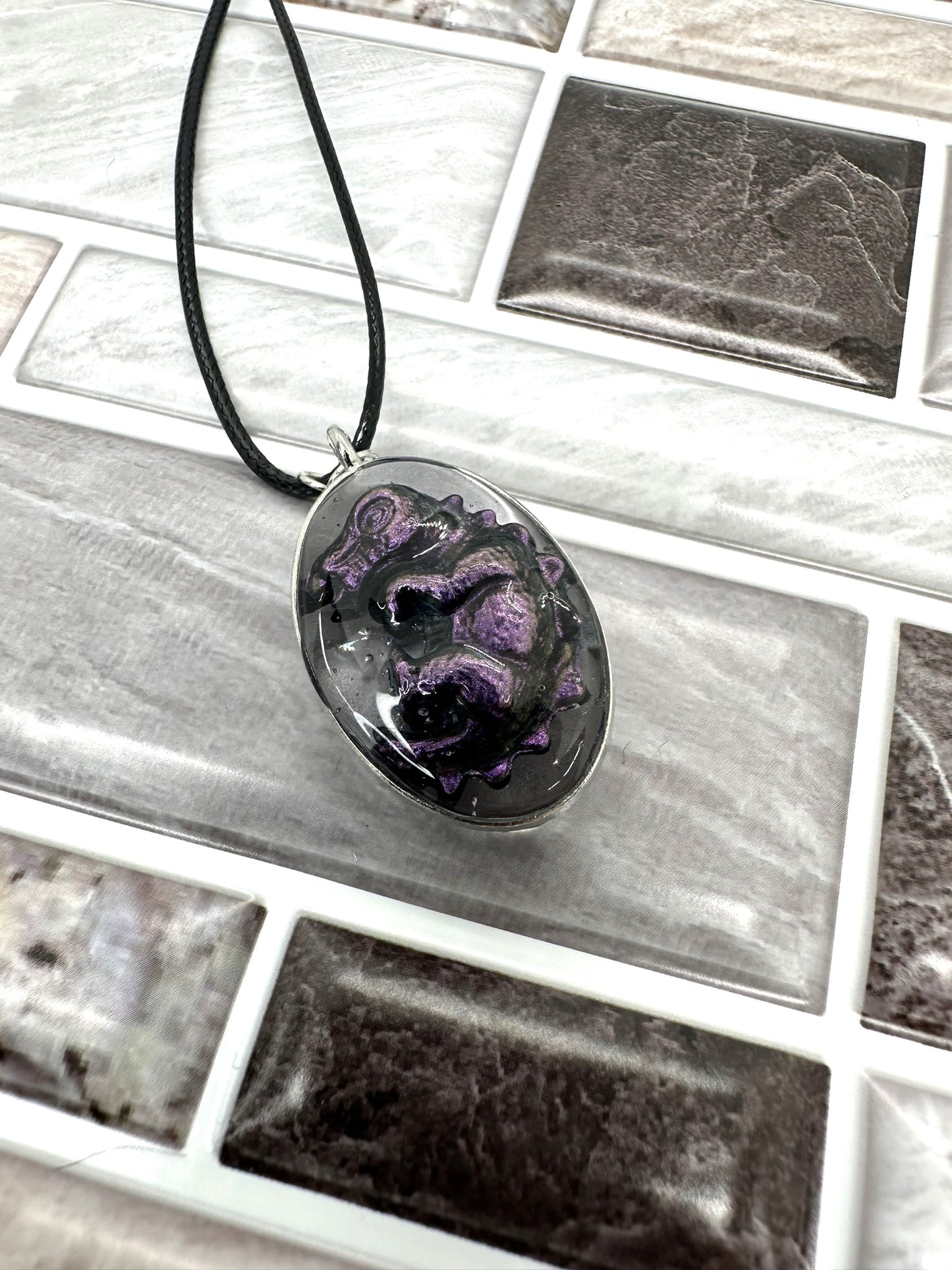 Purple Baby Dinosaur Egg Pendent Necklace