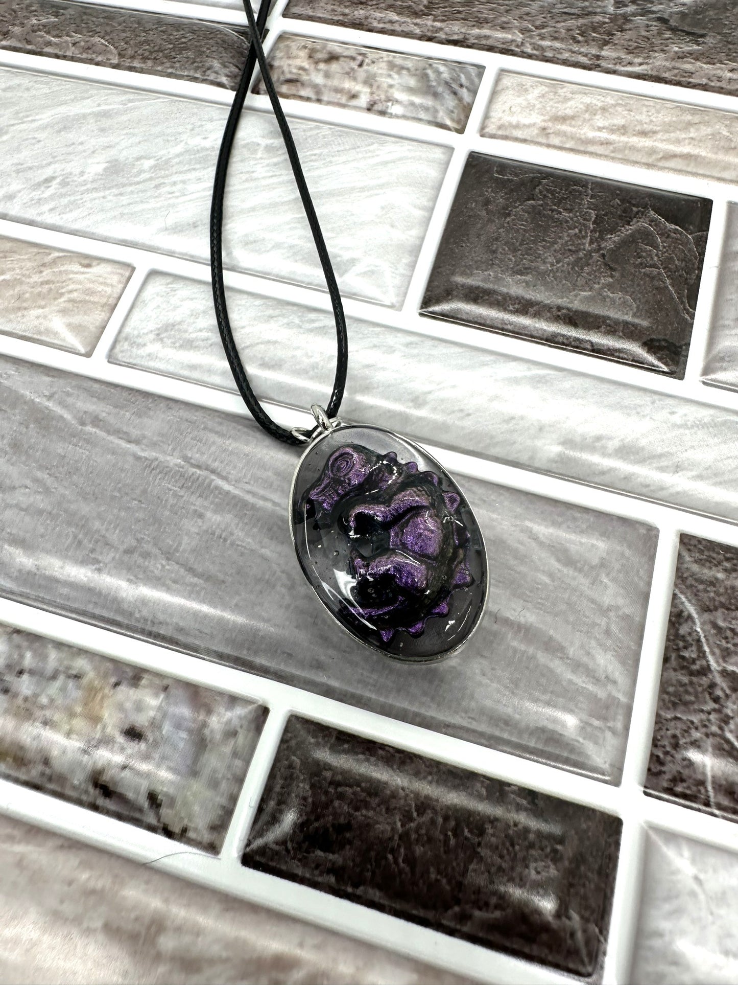 Purple Baby Dinosaur Egg Pendent Necklace