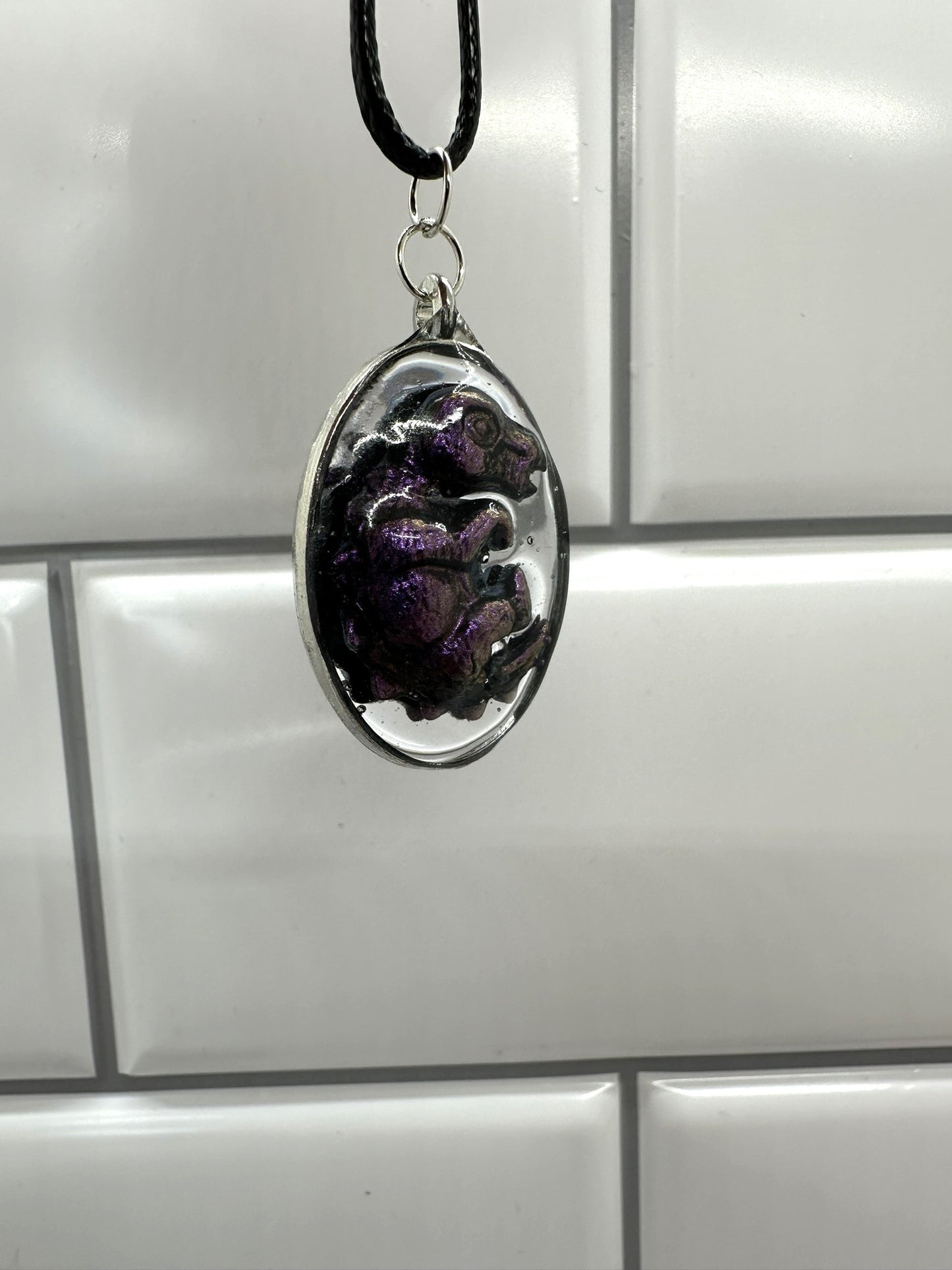 Purple Baby Dinosaur Egg Pendent Necklace