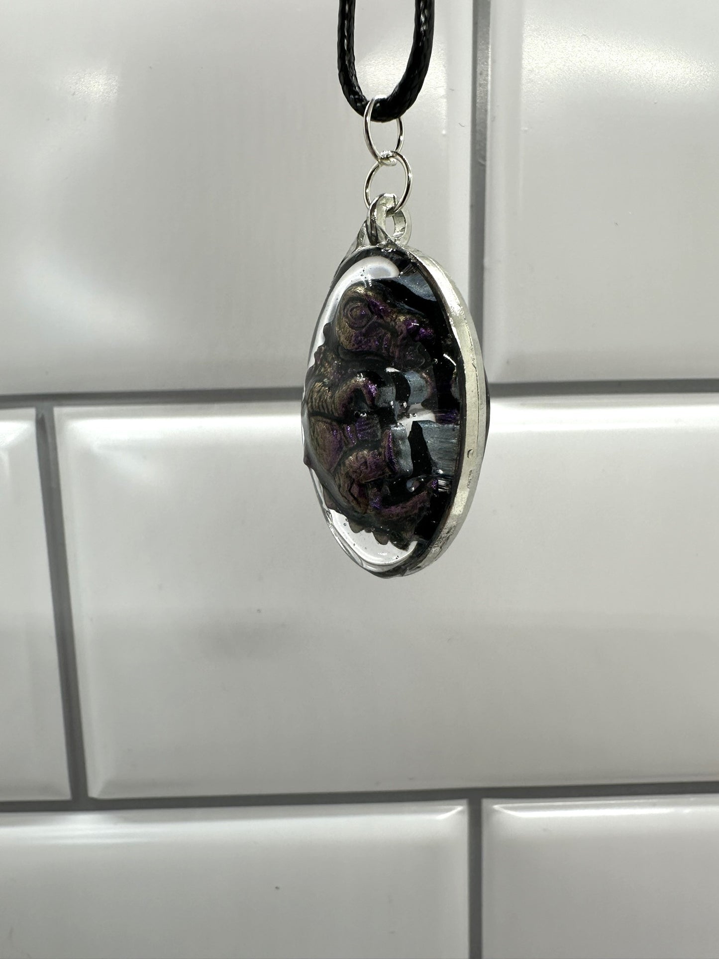 Purple Baby Dinosaur Egg Pendent Necklace