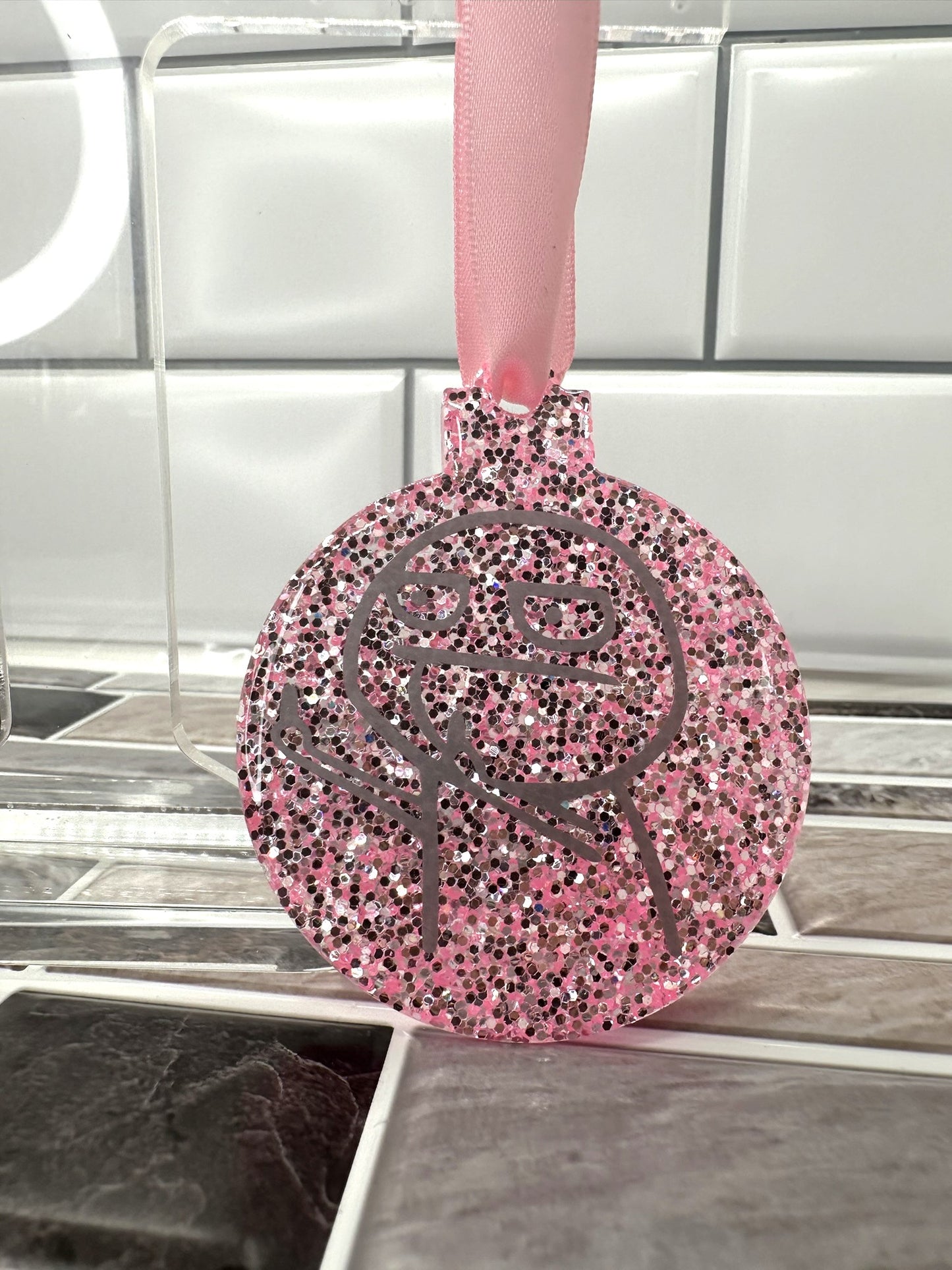 Pink and Silver F U Guy Ornament #2