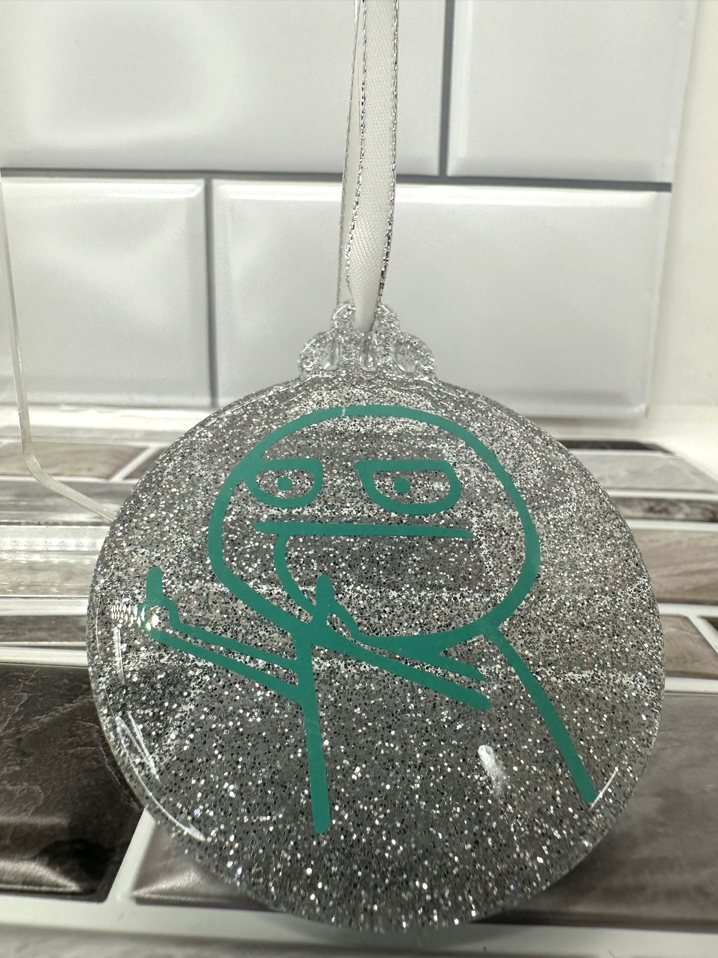 Teal and Silver F U Guy Ornament