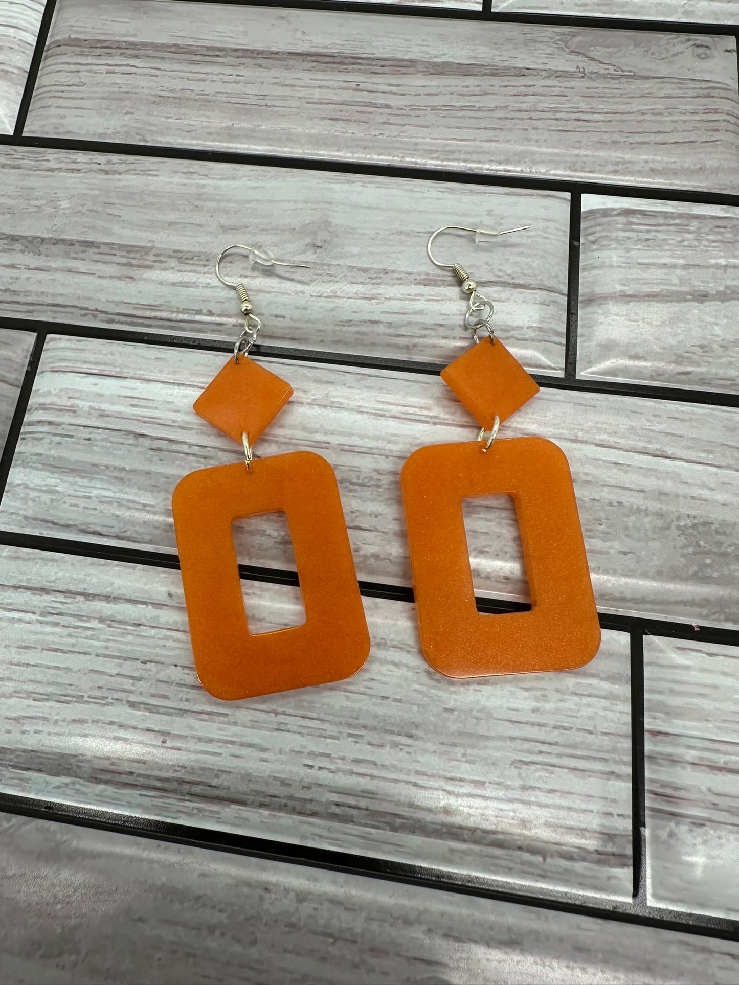 Orange Resin Statement Earrings