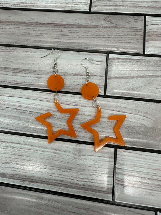 Orange Star Resin Statement Earrings