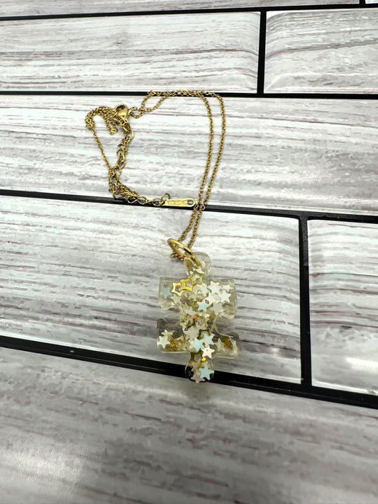 Sparkling Star Puzzle Piece Resin Necklace