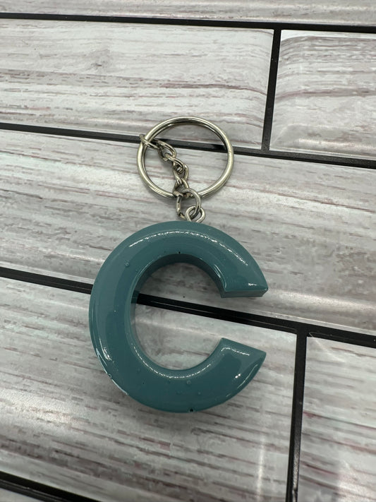 Teal Resin Letter C Keychain
