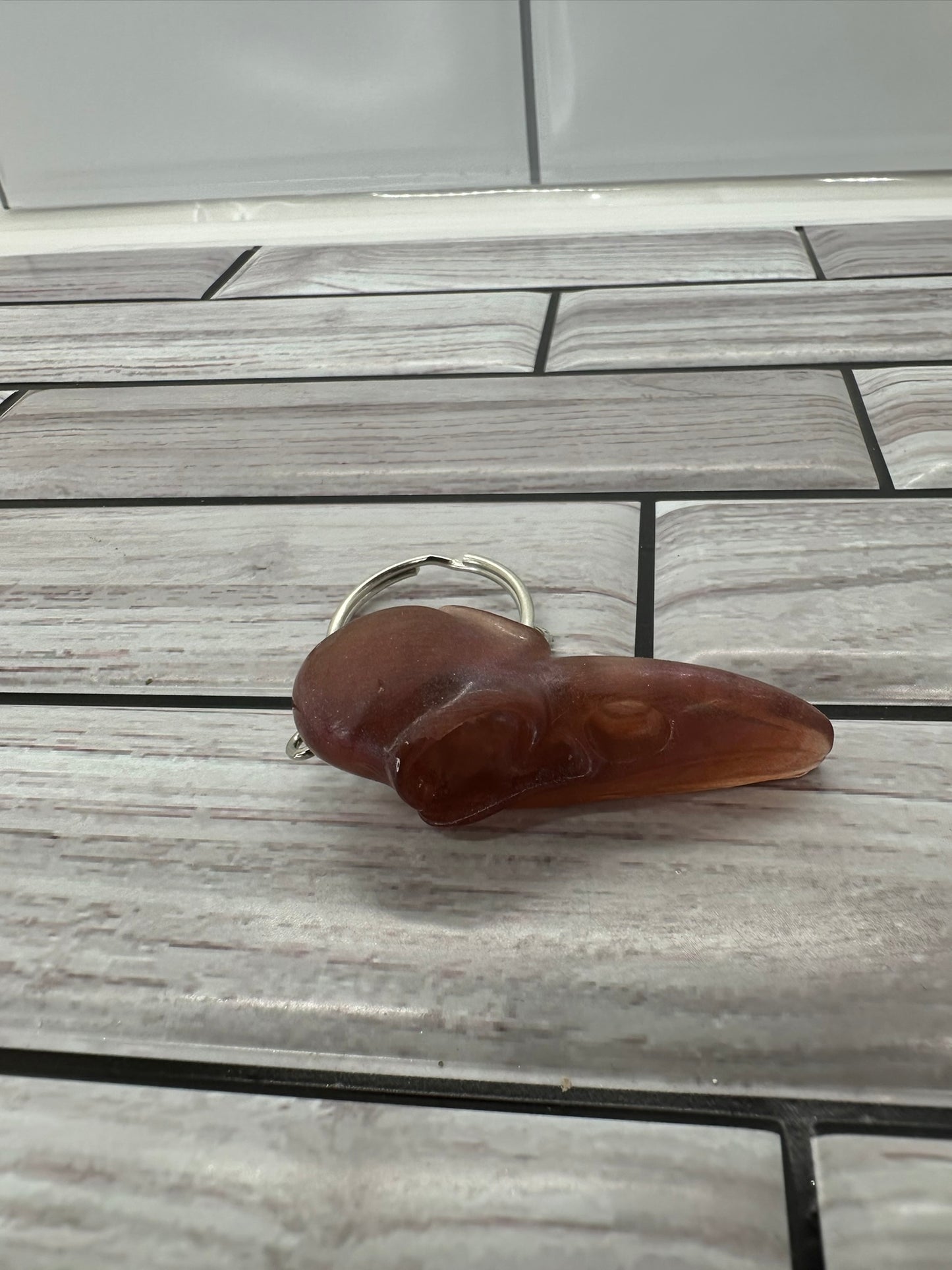 Handmade Resin Raven Skull Keychain