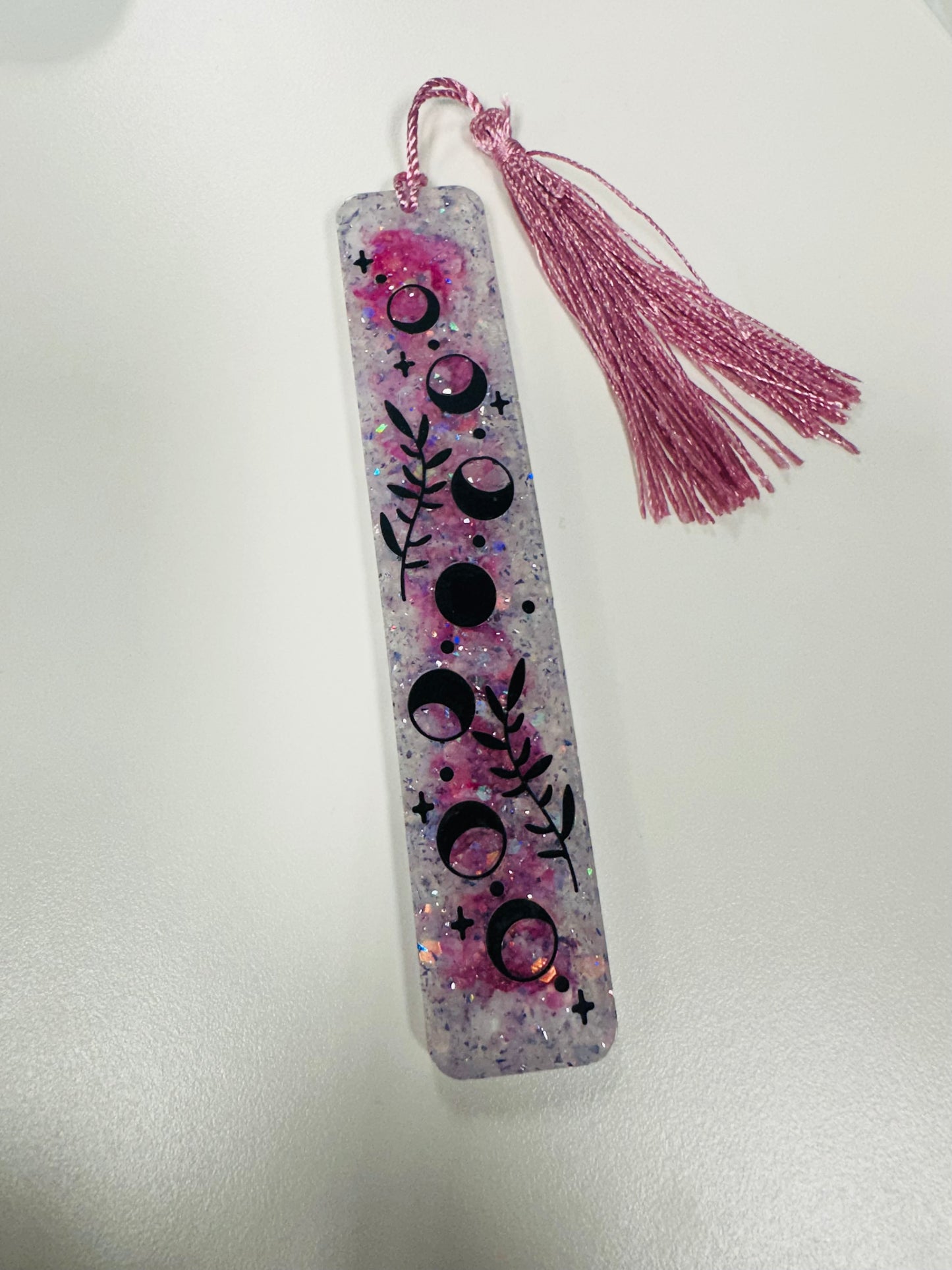 Celestial Moon Phase Resin Bookmark with Tassel - Handmade Book Lover Gift