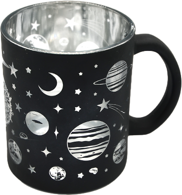 Black Frosted Galaxy Star Moon Large Coffee Mug