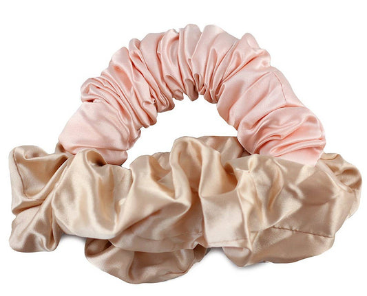 Satin Heatless Curl Scrunchie Hair Accessory: Pink/Champagne