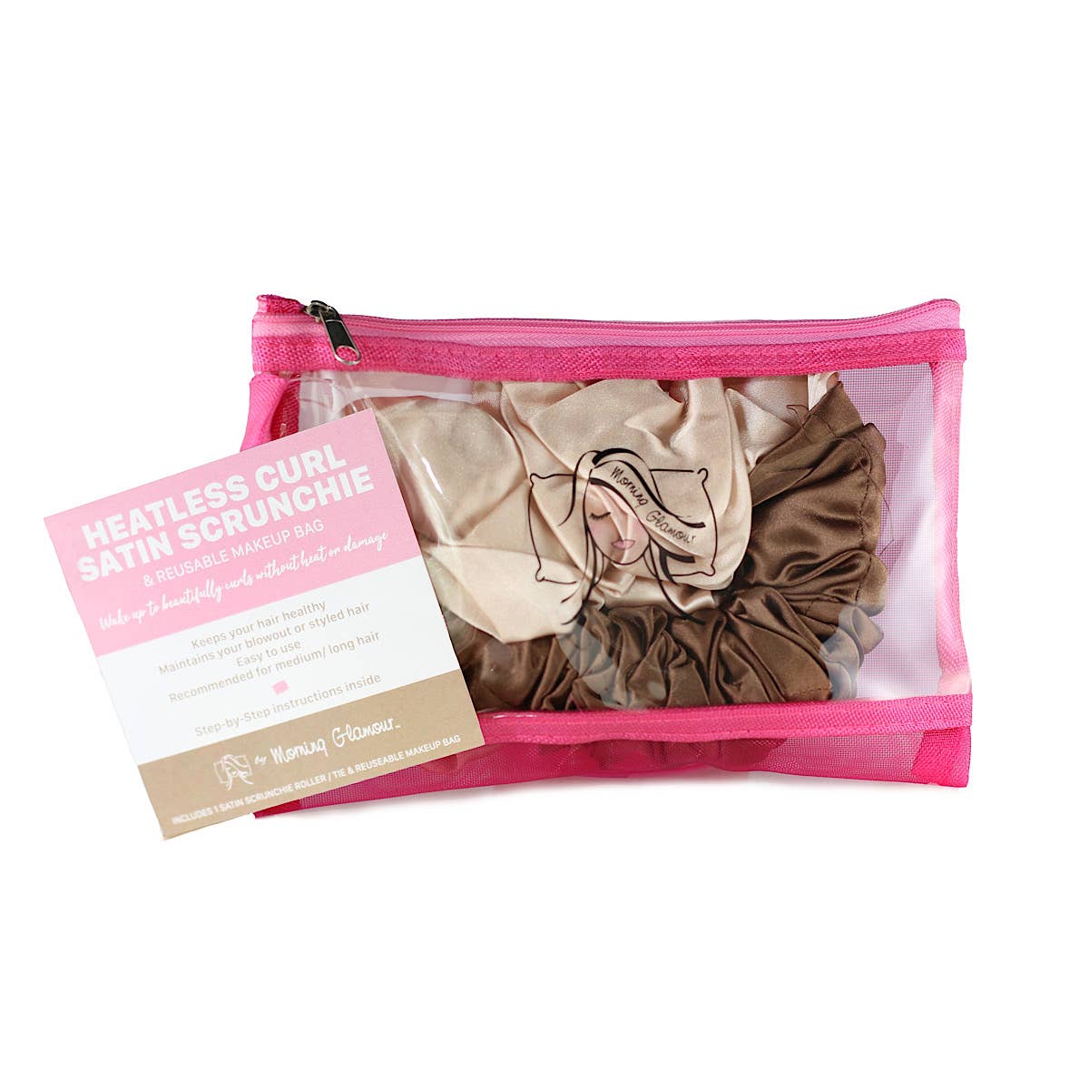 Satin Heatless Curl Scrunchie Hair Accessory: All Black