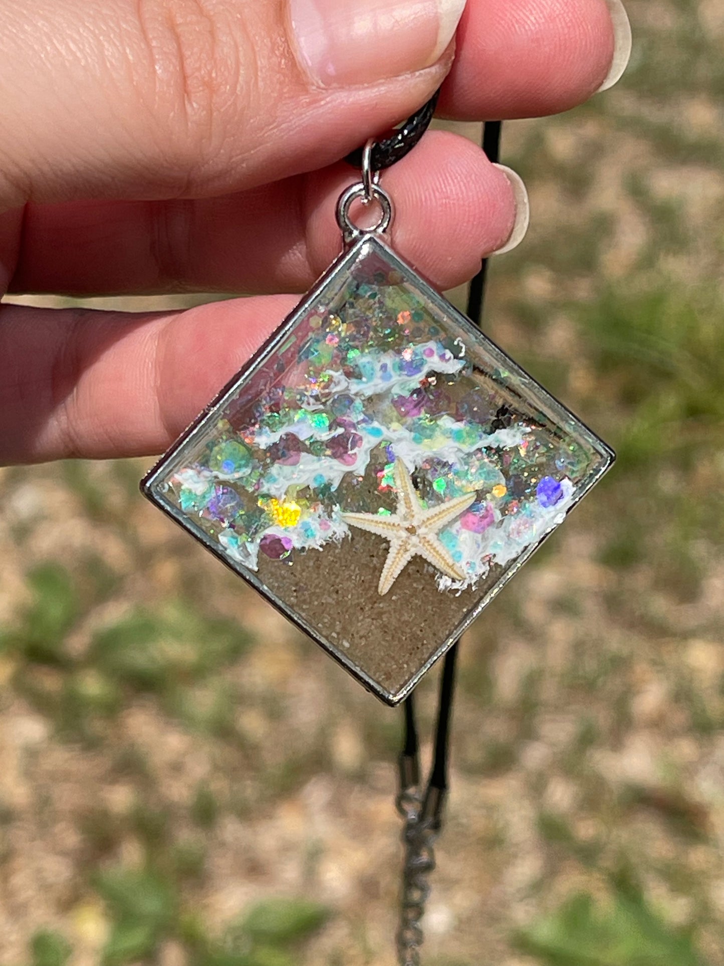 Beach Theme Necklace with Glitter and Star