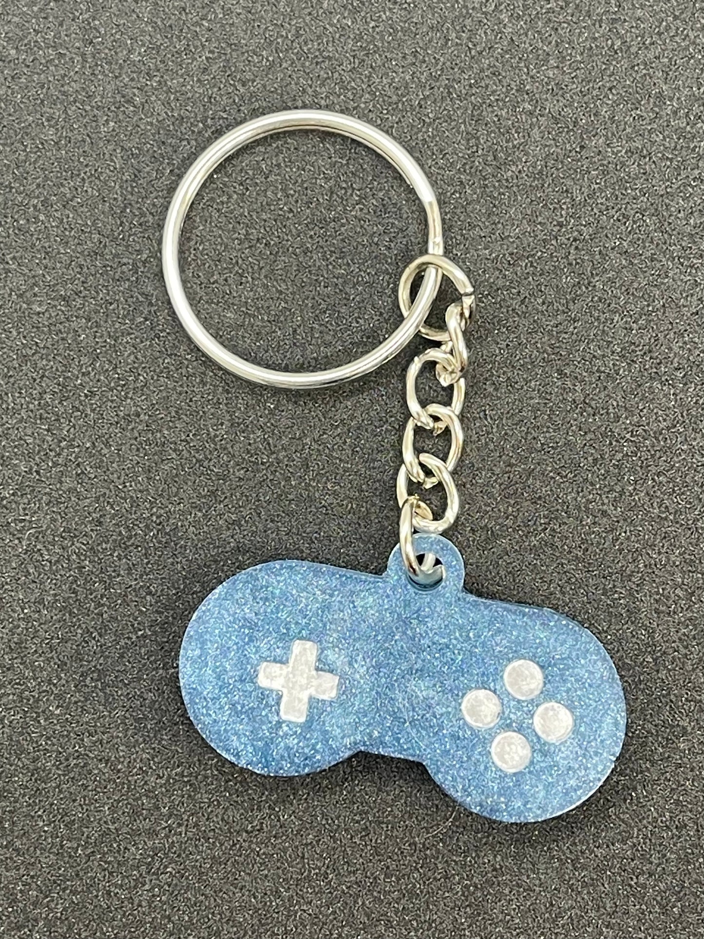 Light Blue and Silver Game Controller Keychain Style 2