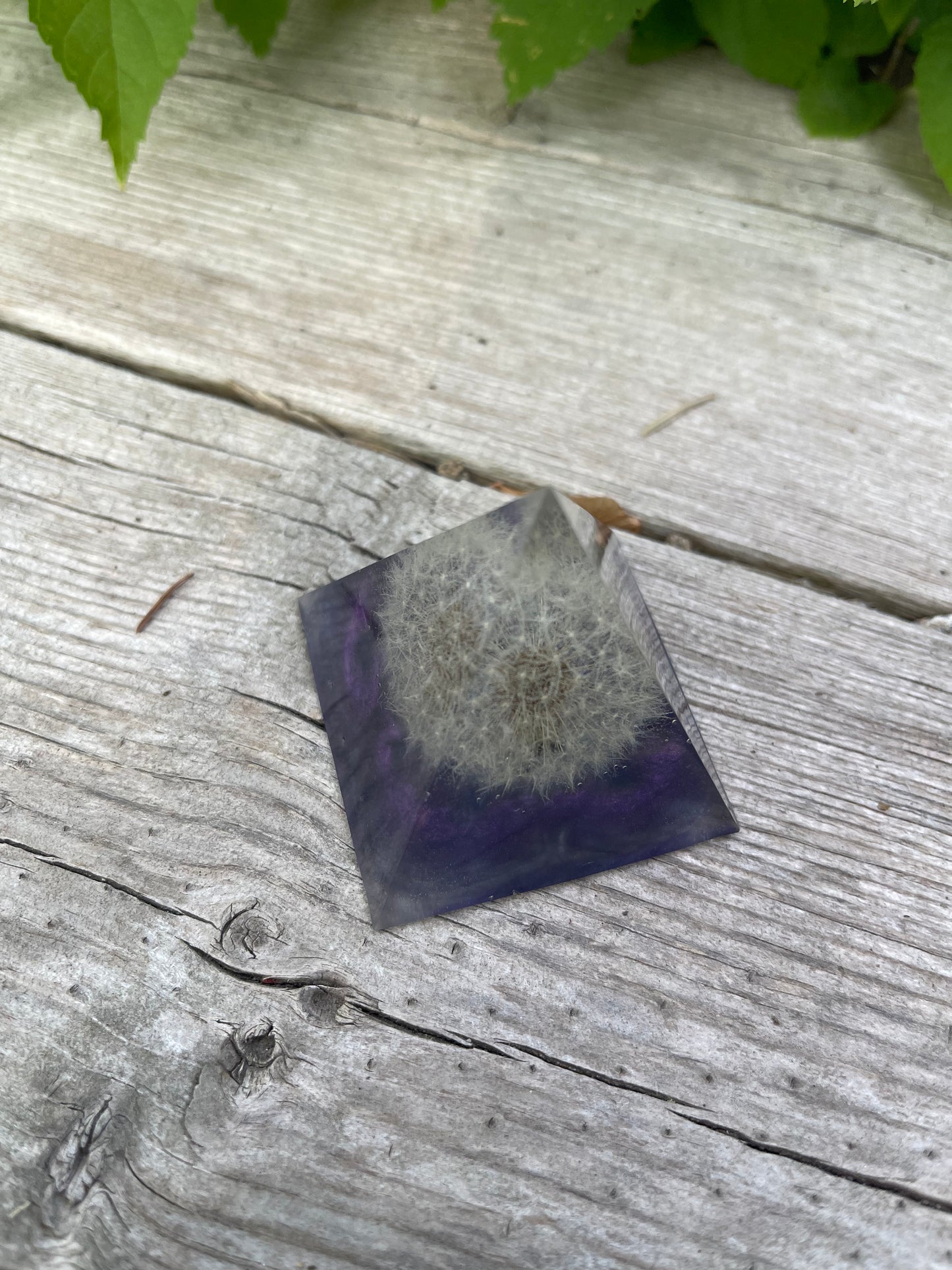 Dandelion Floating in Purple Pyramid Home Office Decor Decoration