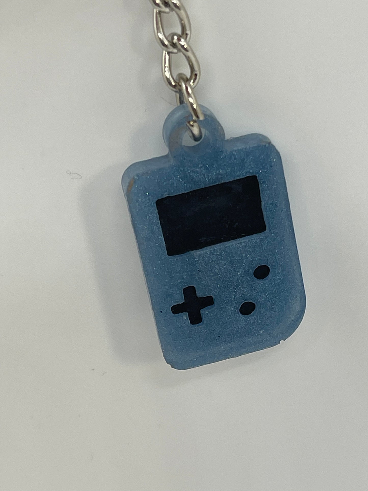 Gamer Light Blue and Silver Game Controller Keychain
