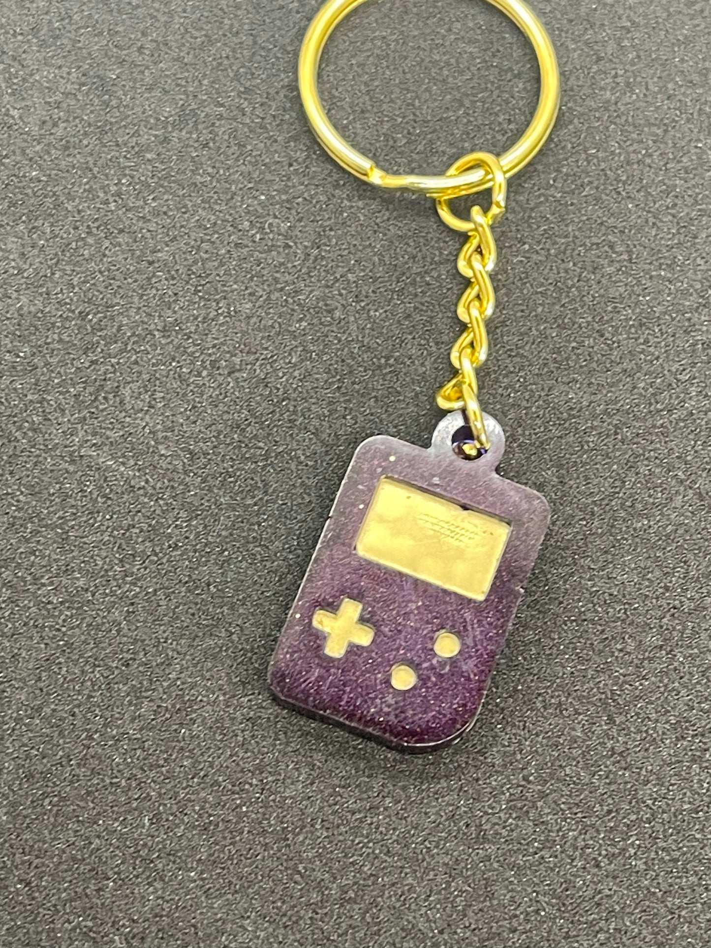 Gamer Purple Maroon and Gold Game Controller Keychain