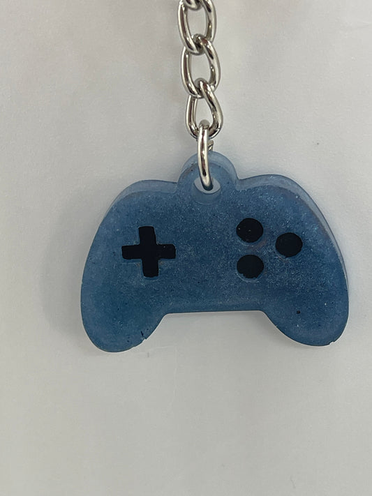 Lighter Blue and Black Game Controller Keychain