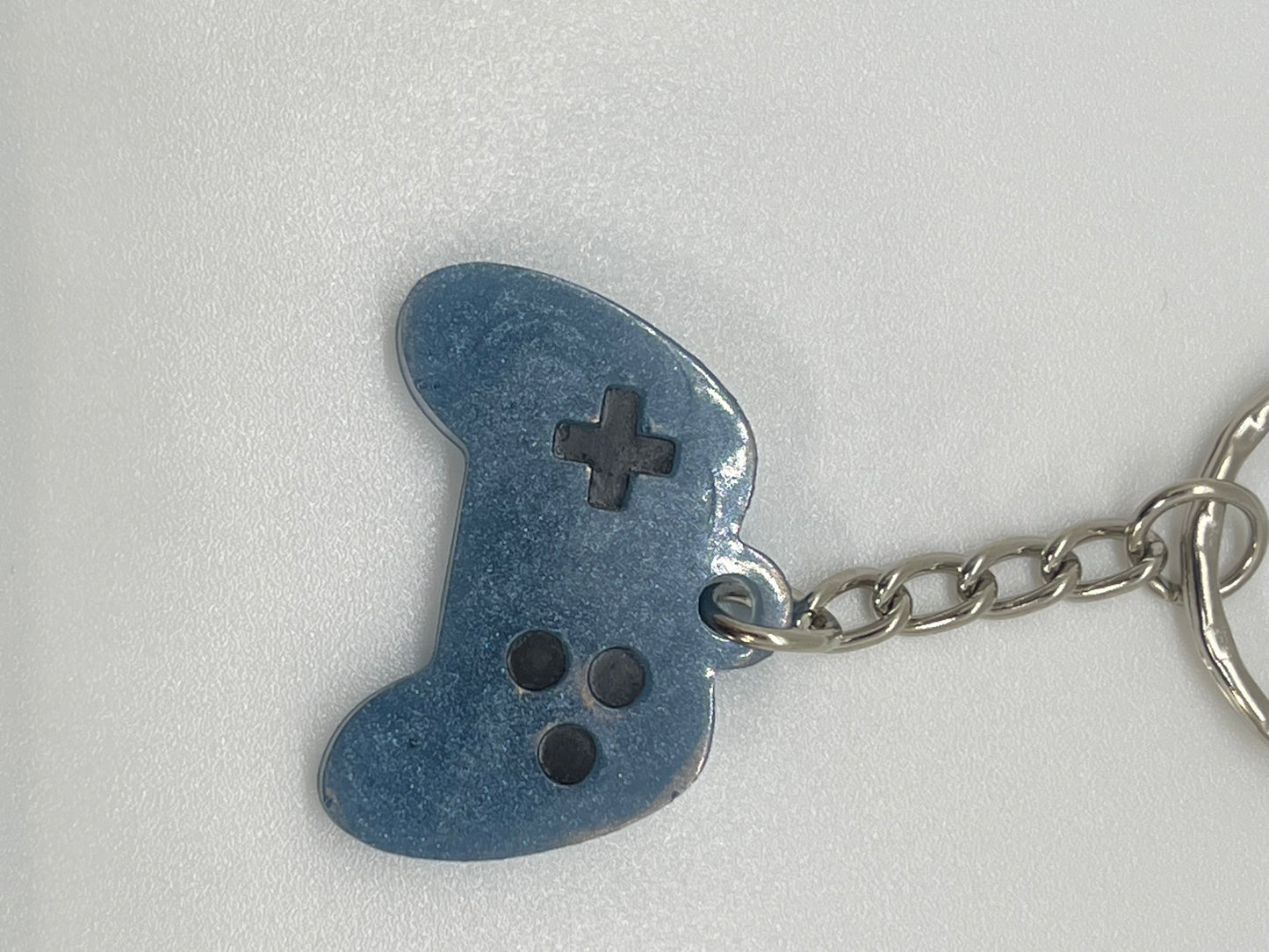 Lighter Blue and Black Game Controller Keychain