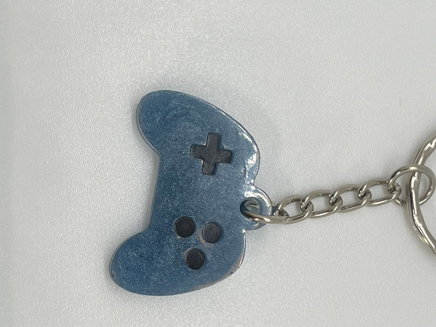 Lighter Blue and Black Game Controller Keychain