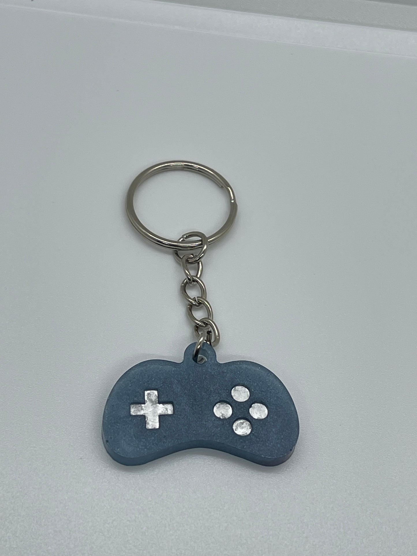Lighter Blue and Silver Game Controller Keychain