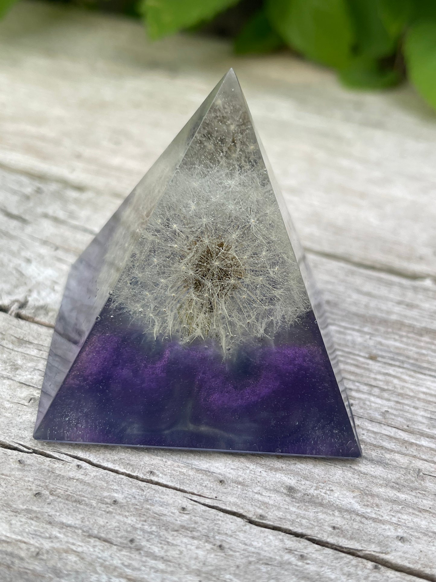 Dandelion Floating in Purple Pyramid Home Office Decor Decoration