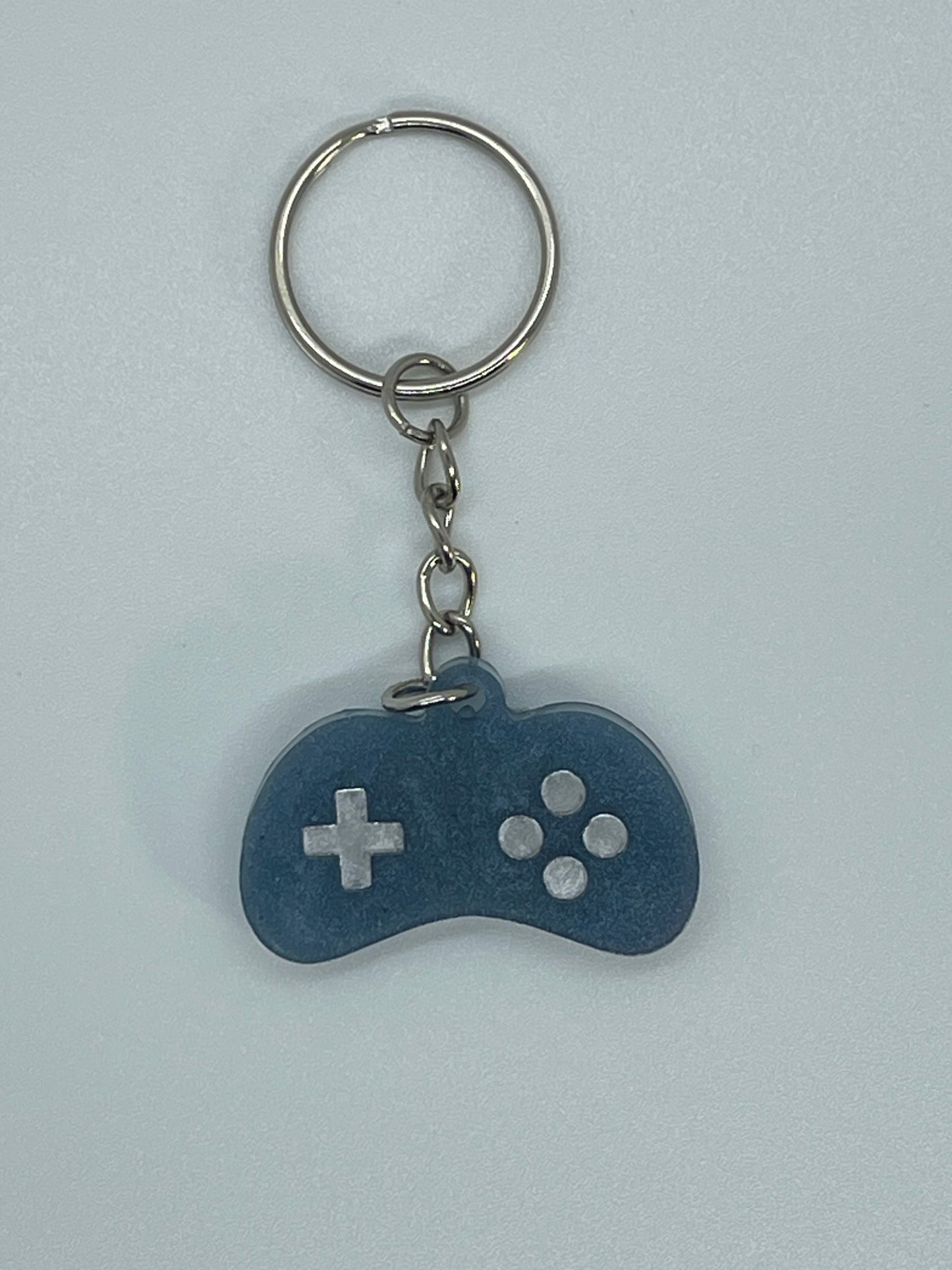 Lighter Blue and Silver Game Controller Keychain