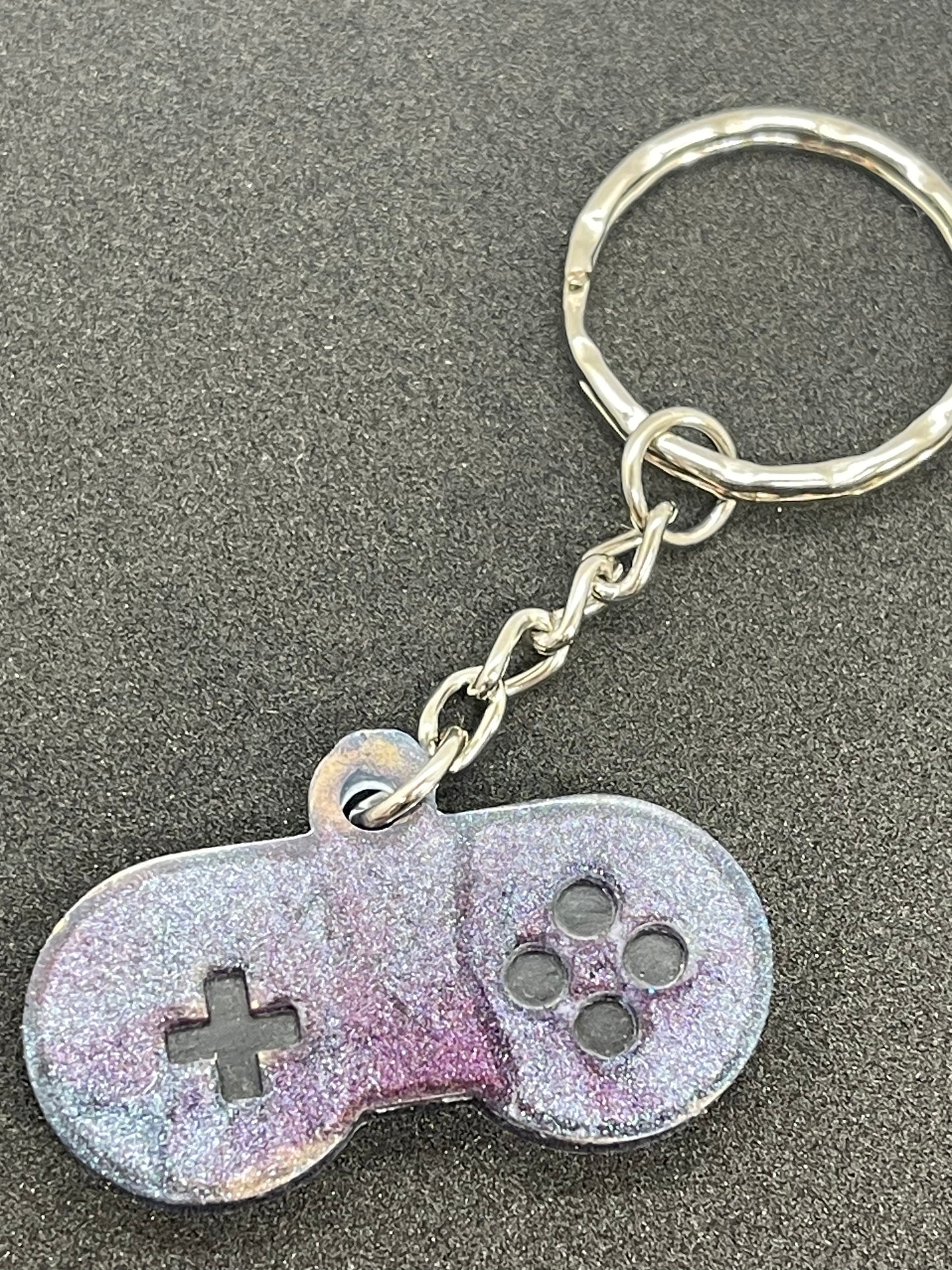 Blue and Purple Color Shifting Game Controller Keychain
