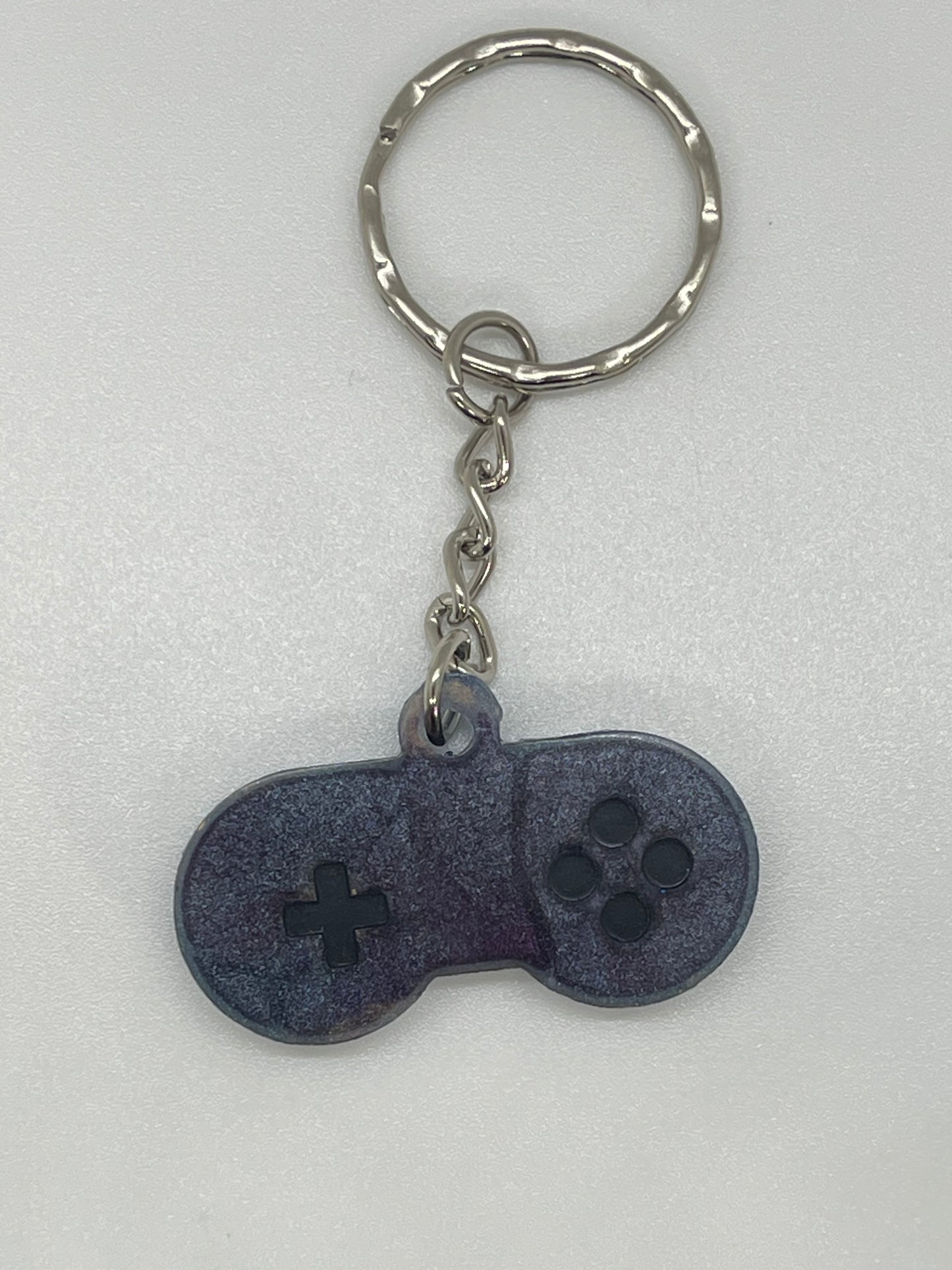 Blue and Purple Color Shifting Game Controller Keychain